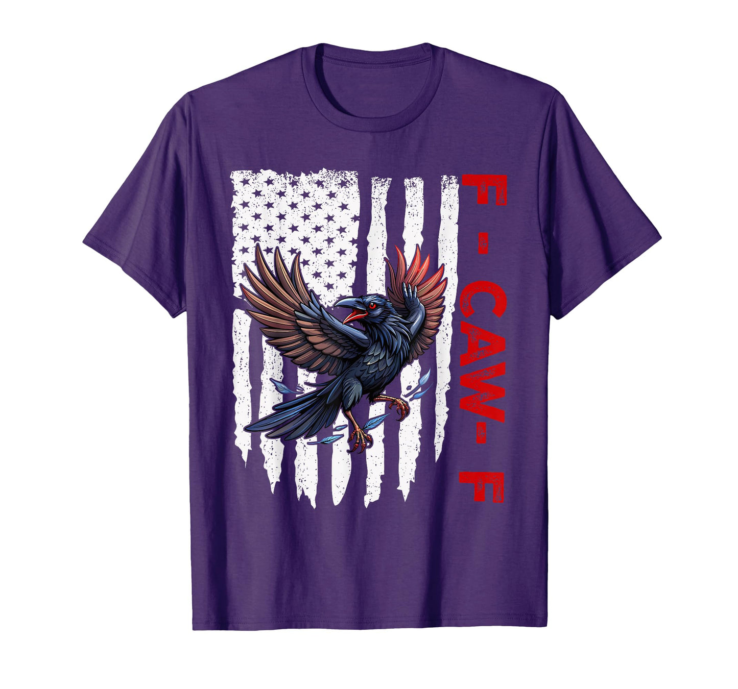 F-Caw-F Black Crow Black Bird Retro USA Flag Vintage F-Caw-F T-Shirt