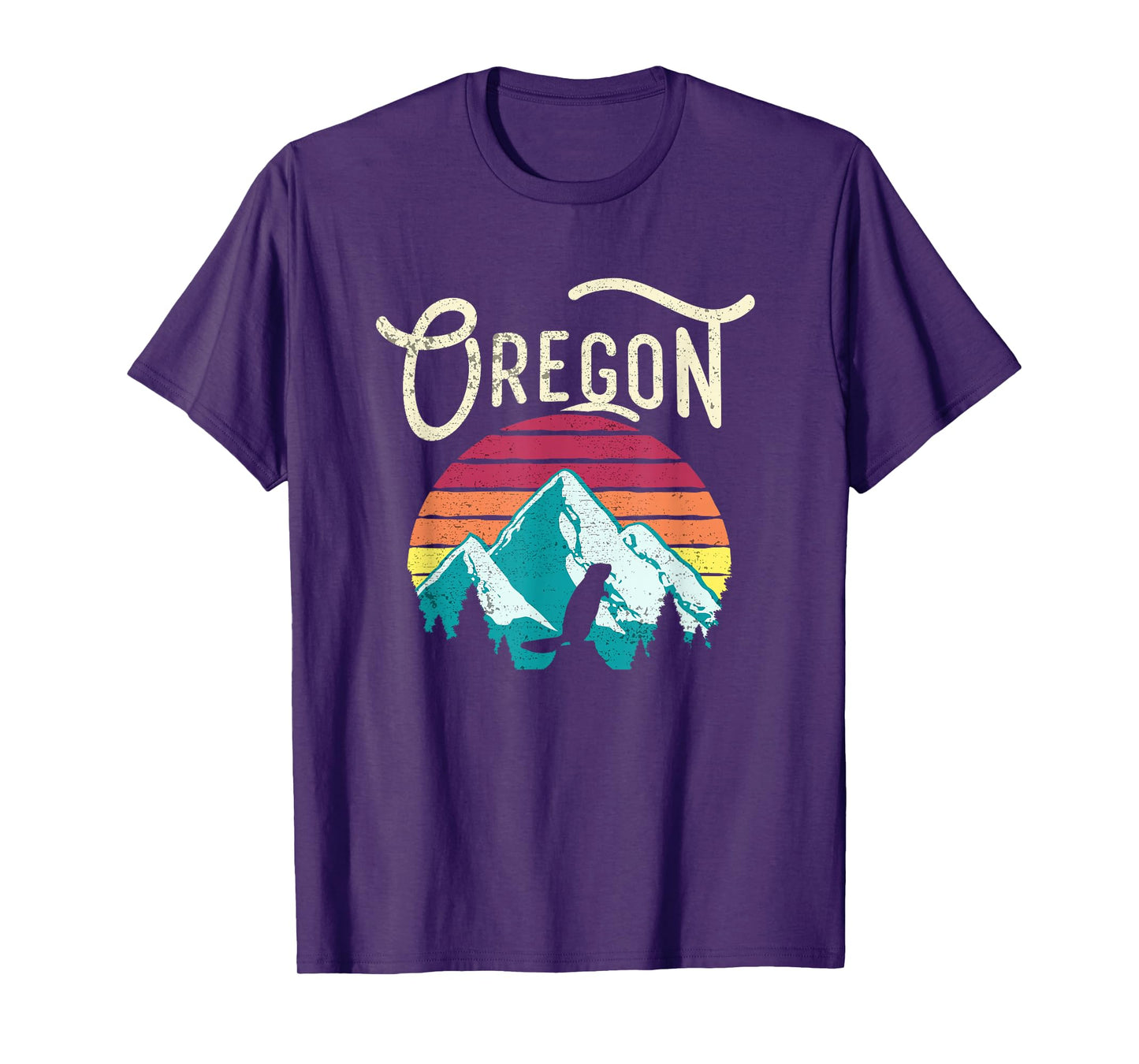 Retro Vintage Oregon OR Mountains Beaver T-Shirt