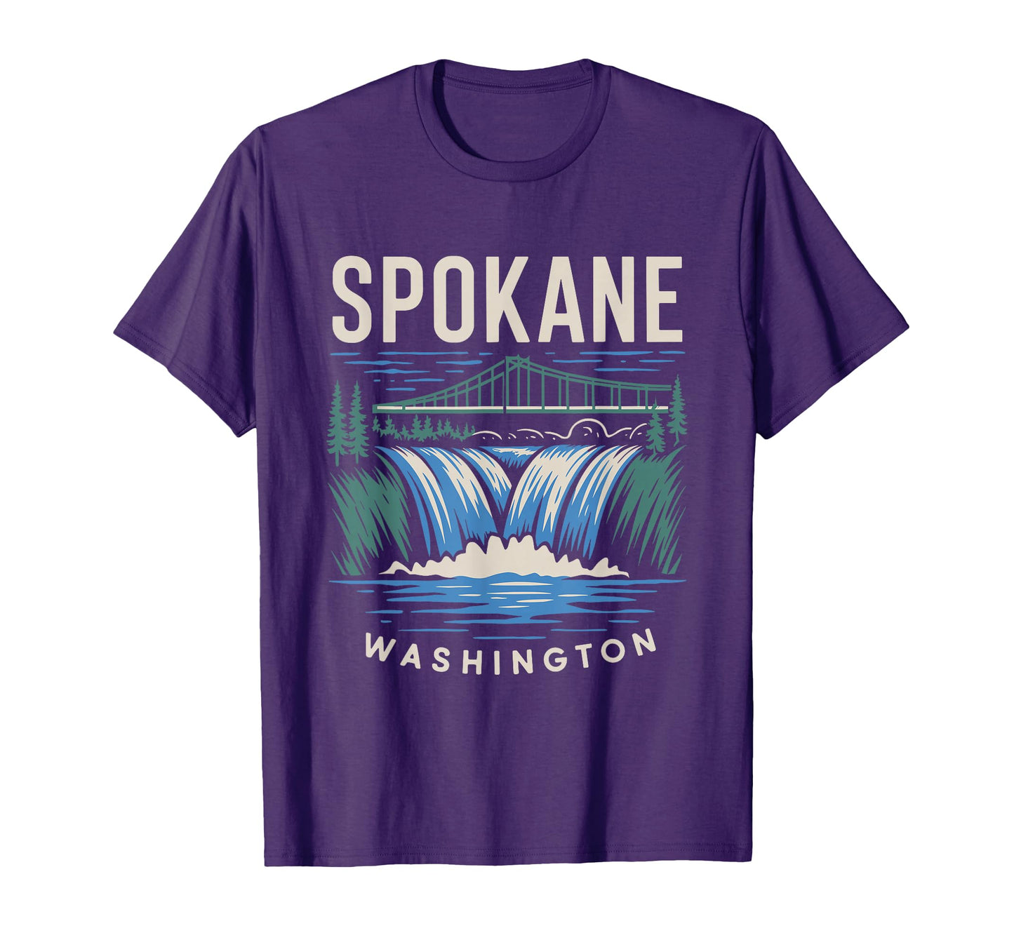 Spokane Washington Waterfall | Vintage Bridge Souvenir T-Shirt