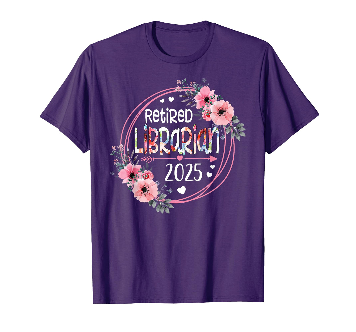 Floral Retired Librarian Est 2025 Retirement Gift For Women T-Shirt