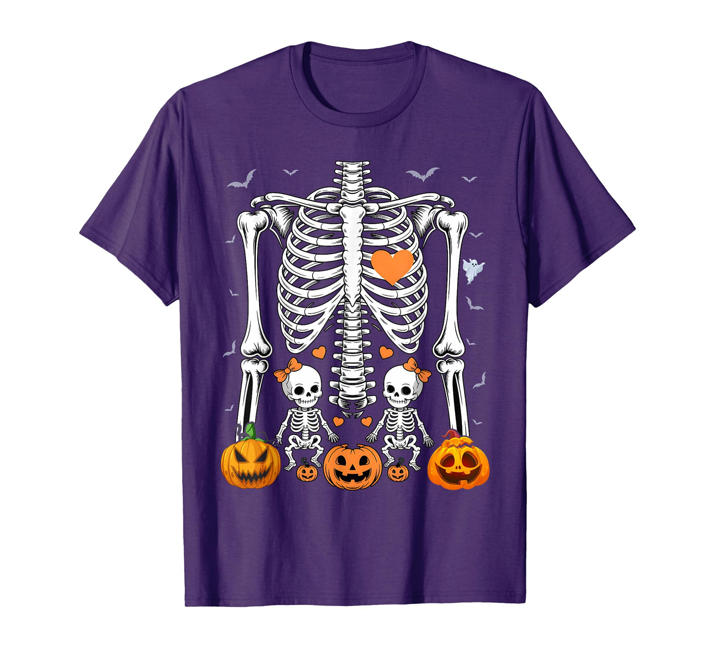 Baby Skeleton Halloween Twins Pregnancy Announcement T-Shirt