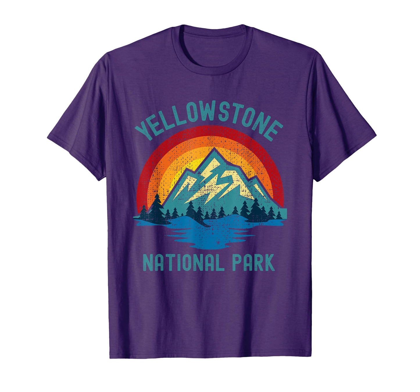 Yellowstone National Park Vintage Sunset Retro Hiking Camp T-Shirt