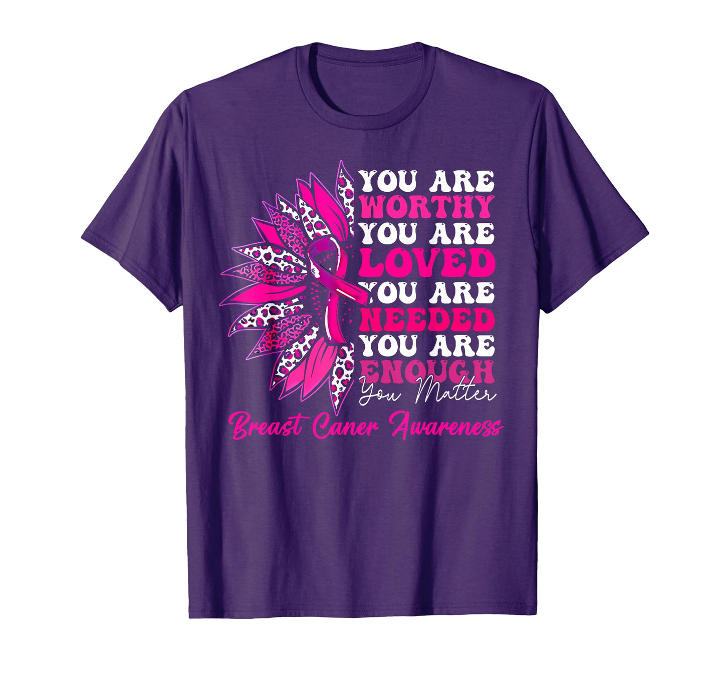 Sunflower Pink Breast Cancer Awareness Women Girls Warrior T-Shirt