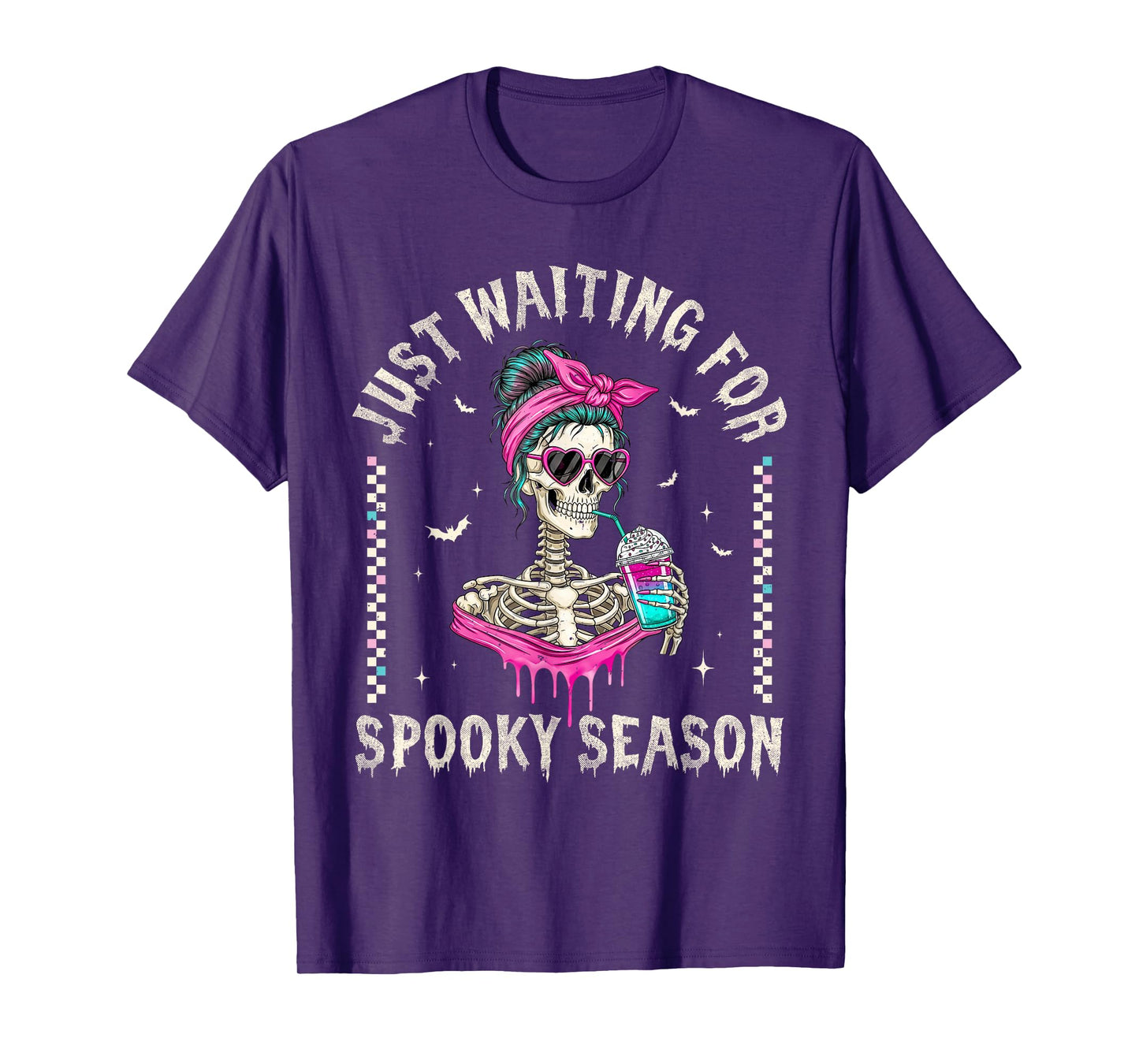 Just Waiting for Spooky Season Skeleton Halloween Coffee T-Shirt