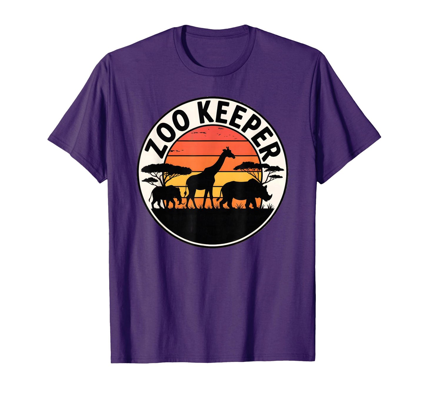 African Wildlife Safari Animals Silhouette Sunset Zoo Keeper T-Shirt