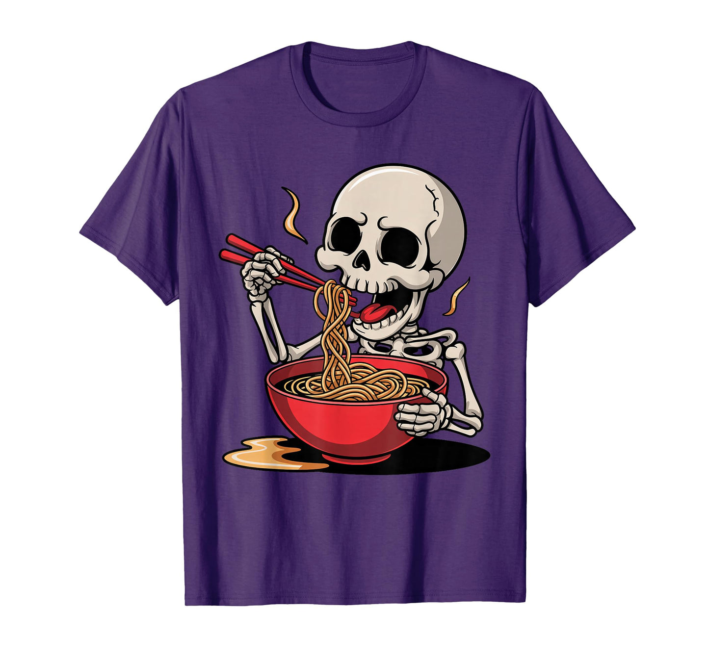 Funny Skeleton Eating Ramen Noodles Cute Costume Halloween T-Shirt