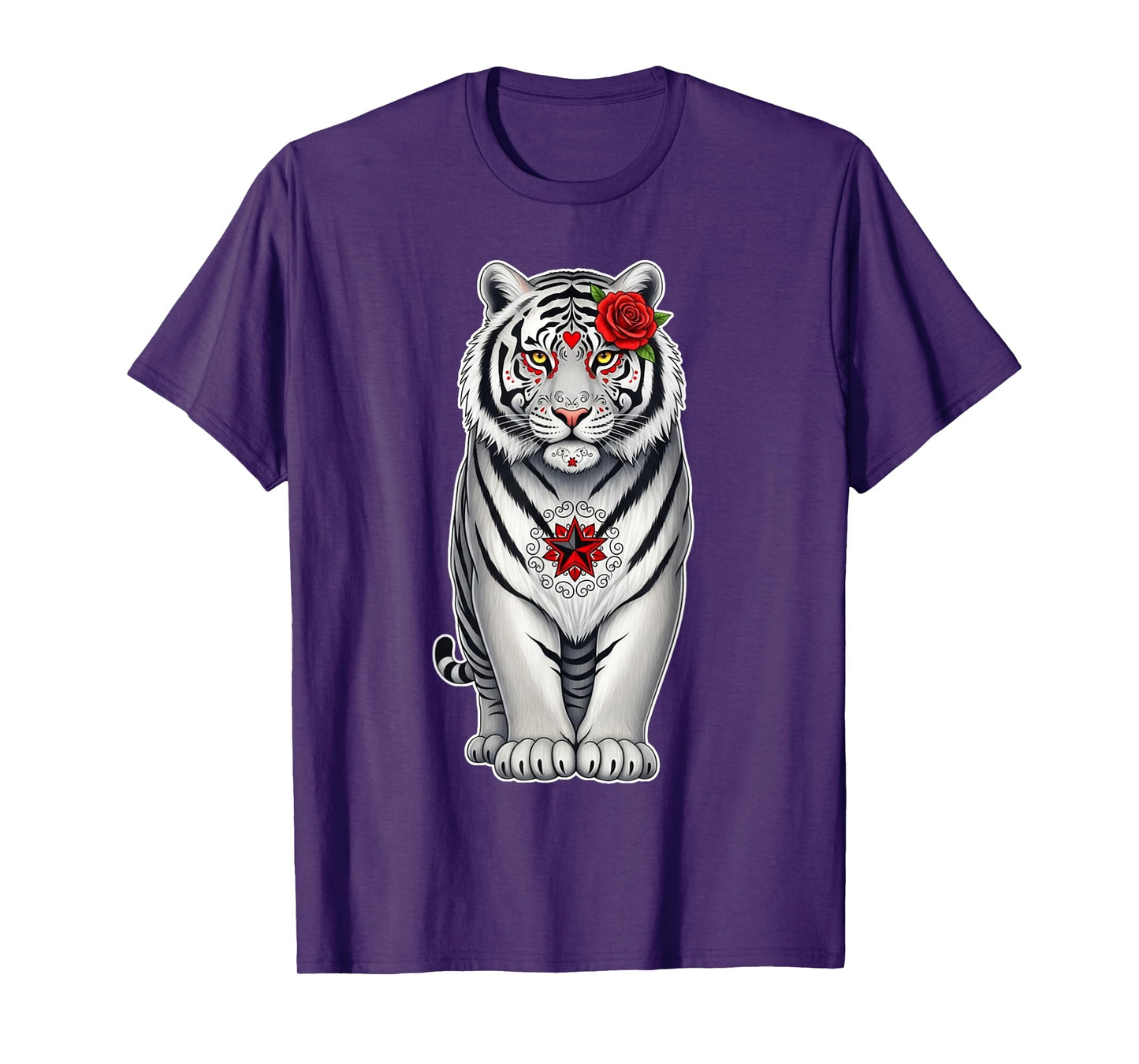 Sugar Skull Tiger Halloween Graphic T-Shirt