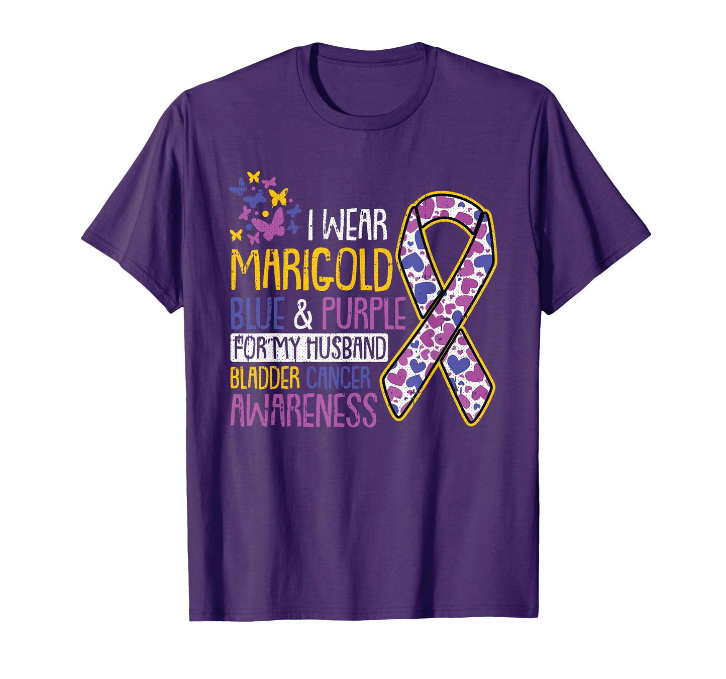 For My Husband Bladder Cancer Awareness Ribbon Warrior Dad T-Shirt