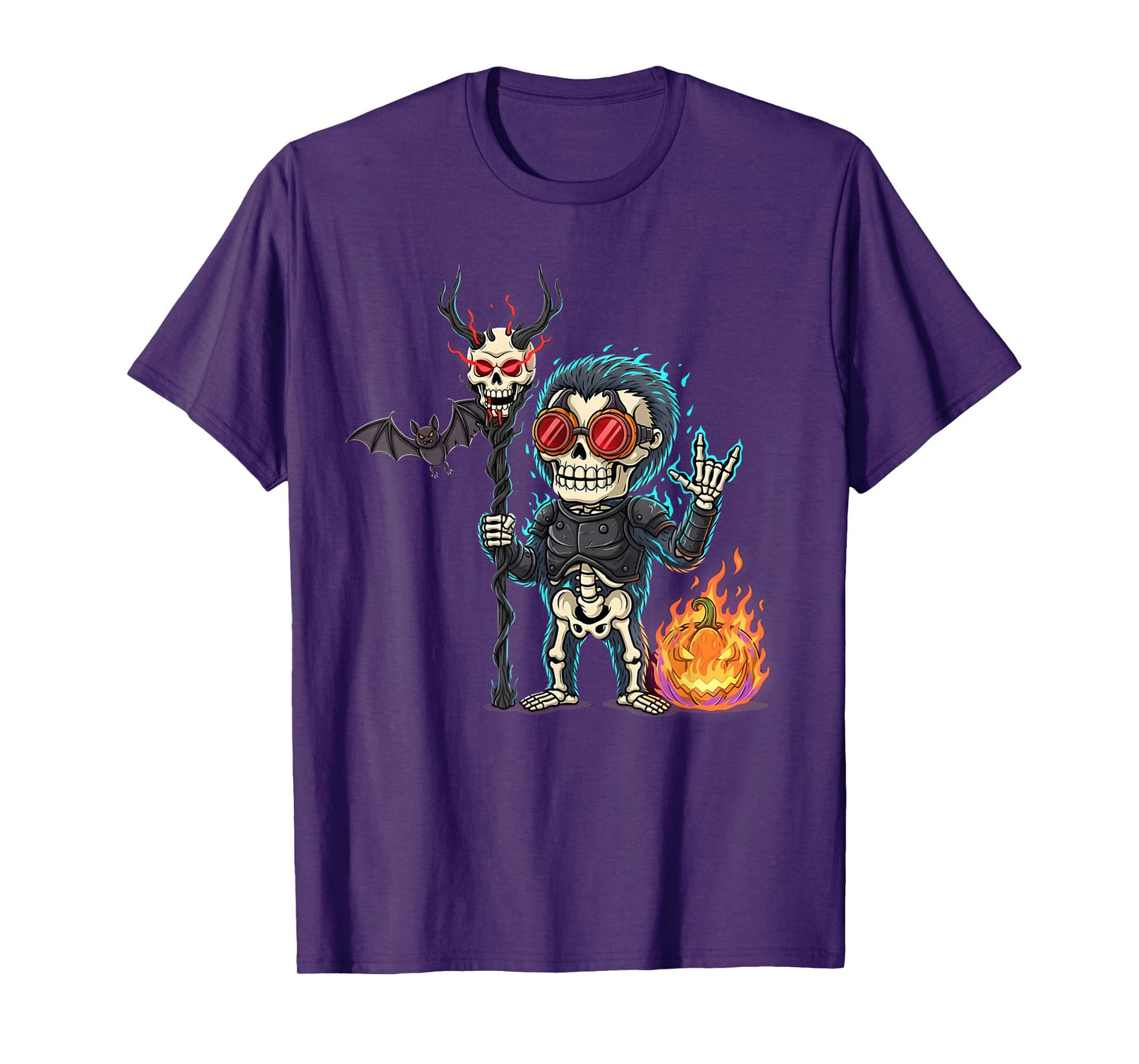 Halloween Skeleton Bigfoot Rock T-Shirt