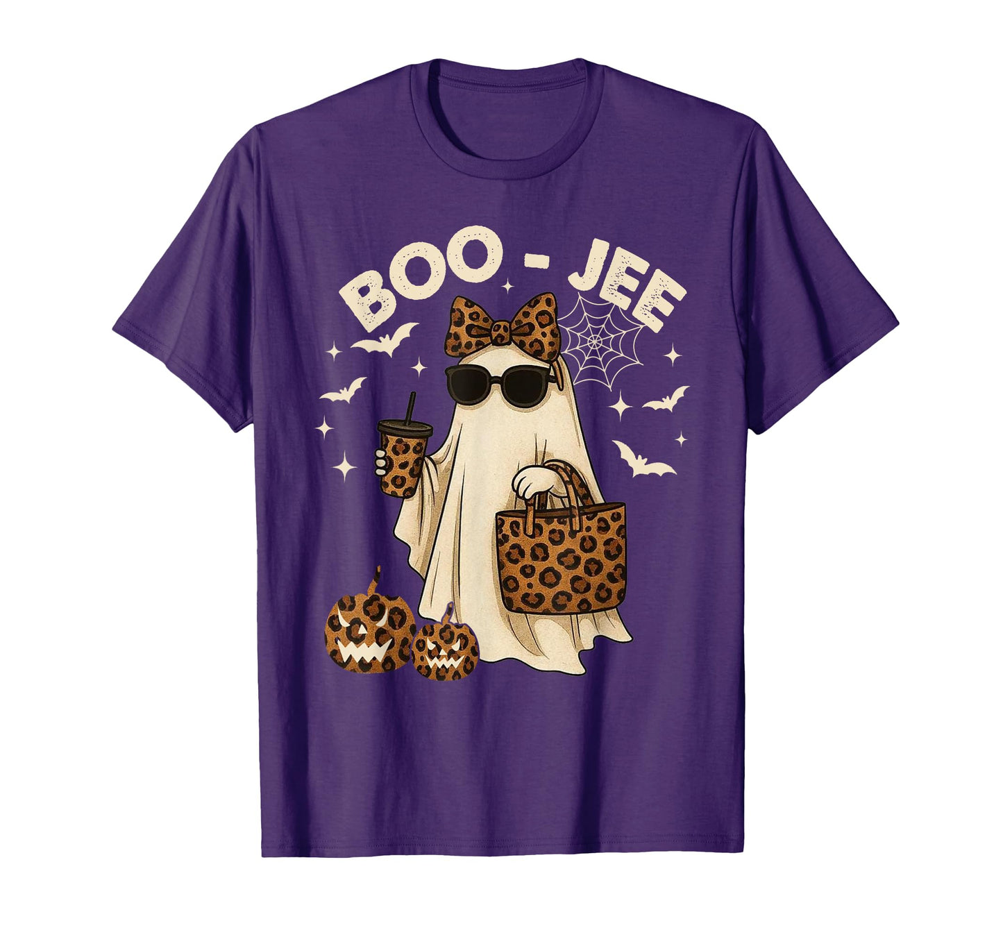 Coquette Leopard Ghost Coffee Boo JEE Halloween Boujee Ghost T-Shirt