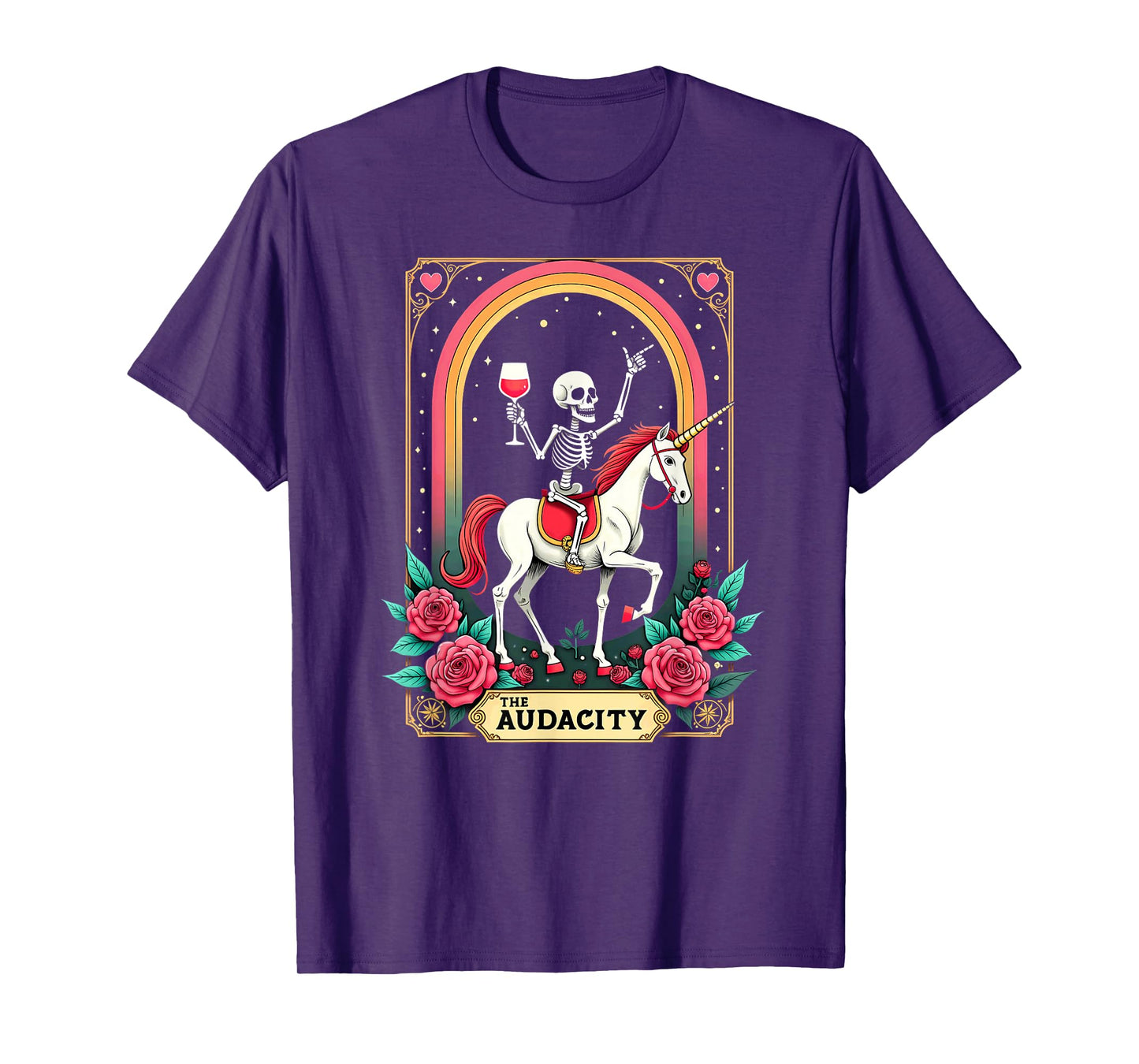 Gothic Skeleton Toasting The Audacity Unicorn T-Shirt