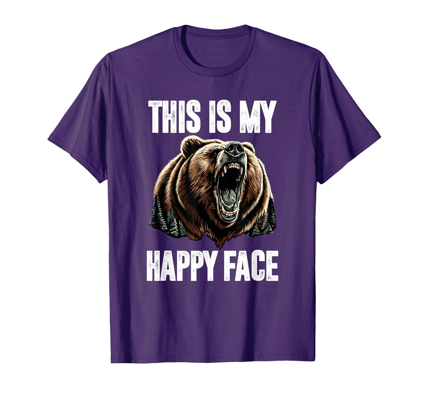 This Is My Happy Face Bear Funny Grizzly Forest Hunting T-Shirt
