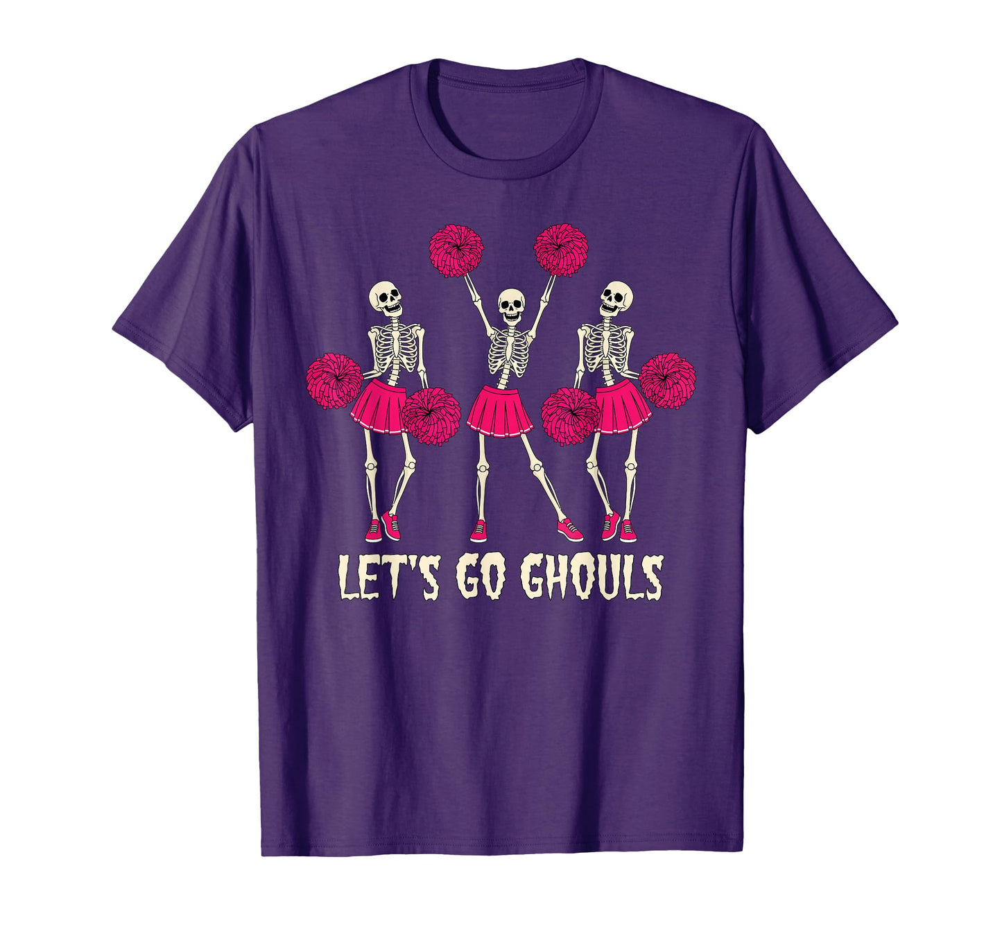 Lets Go Ghouls Skeleton Cheerleader Halloween T-Shirt