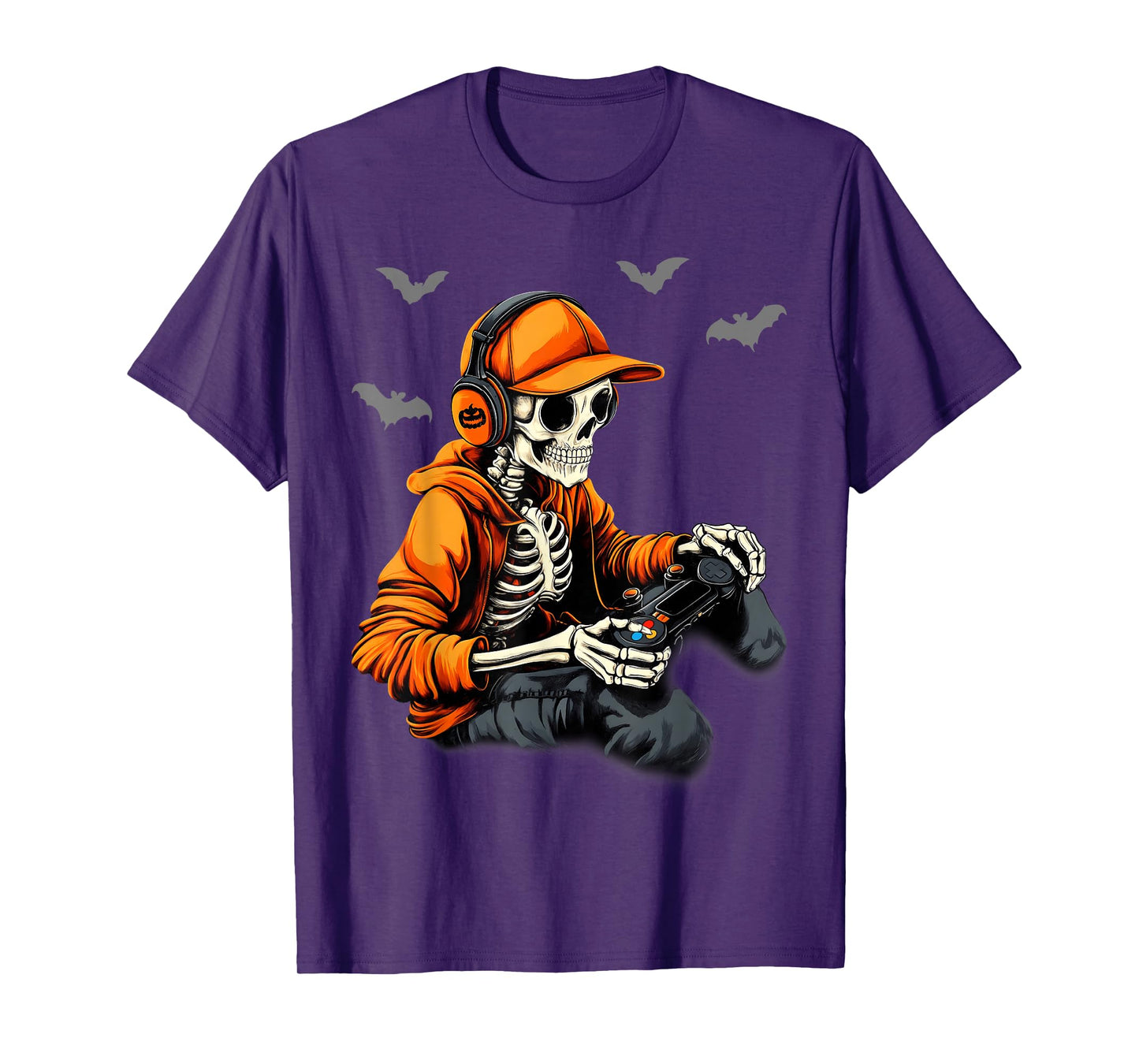 Funny Halloween Skeleton Gamer Video Gaming Boys Men Kids T-Shirt
