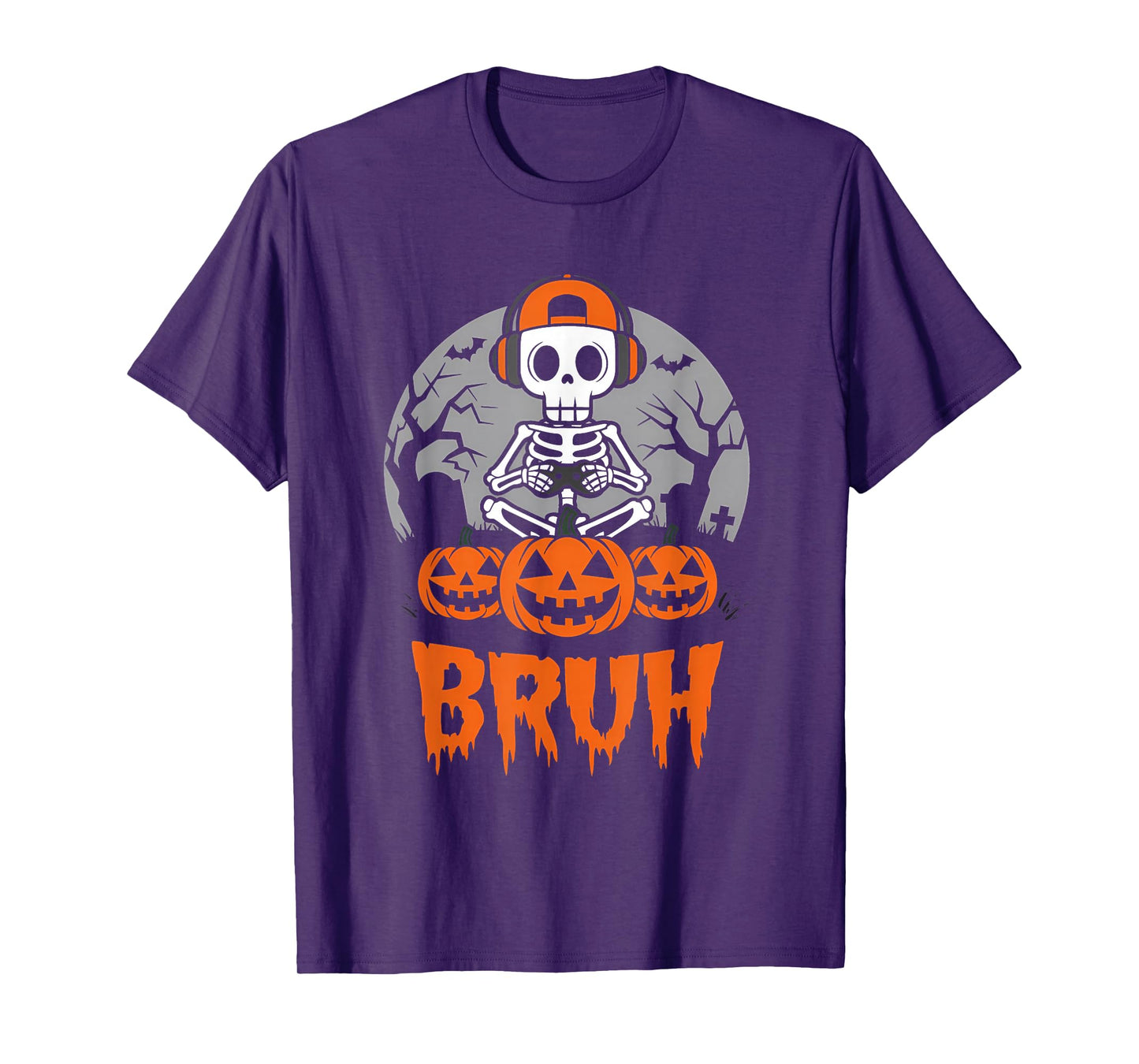 Halloween Skeleton Video Gaming Gamer Youths Teens Boys Men T-Shirt