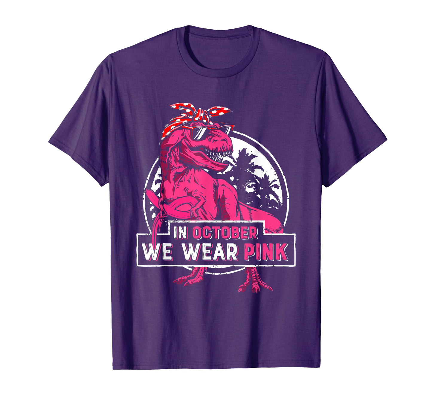 In October We Wear Pink Breast Cancer Trex Dino Women Girls T-Shirt