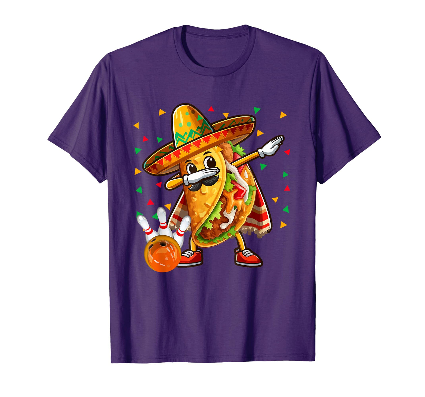 Dabbing Taco Playing Bowling Cinco De Mayo Player Mexican T-Shirt