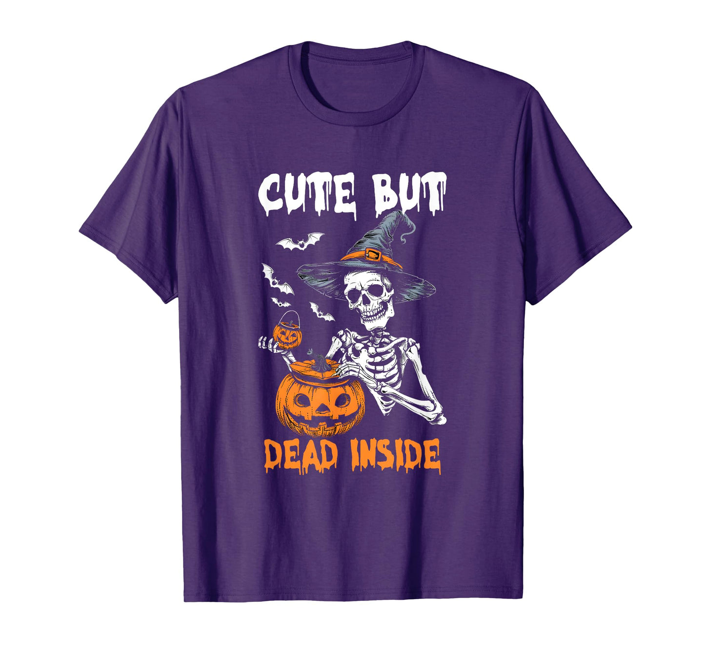 Cute But Dead-Inside Spooky Skeleton Halloween Design Bats T-Shirt