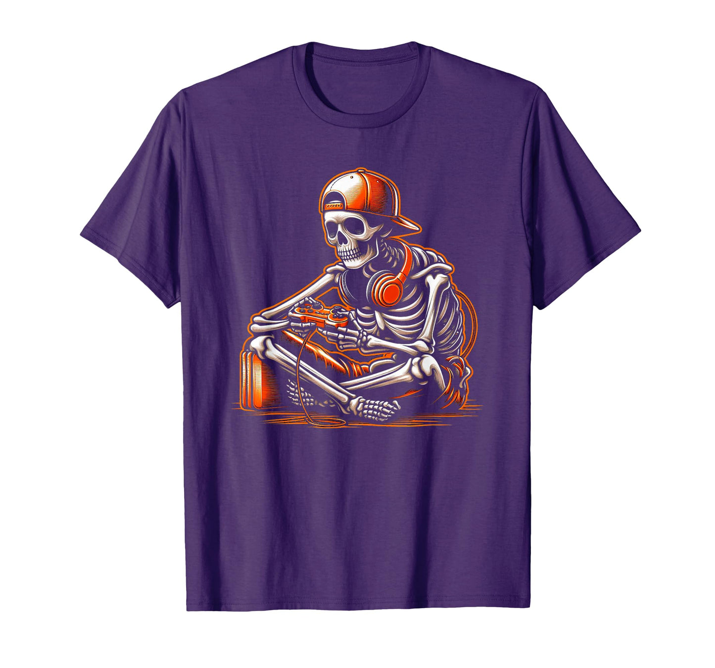 Funny Halloween Skeleton Gamer Video Gaming Boys Men Kids T-Shirt