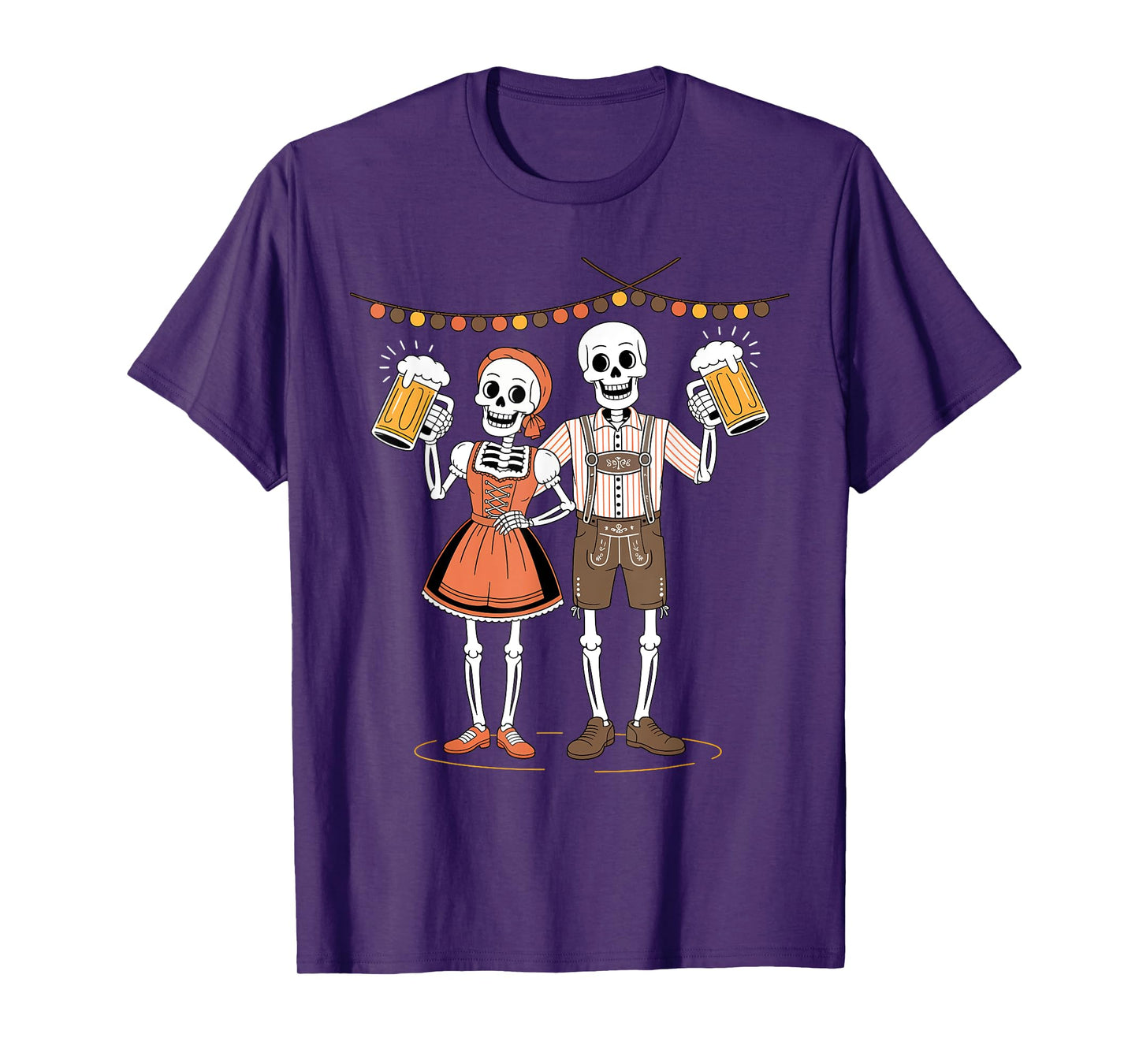 Oktoberfest Skeletons in Lederhosen Costume Drinking Beer T-Shirt