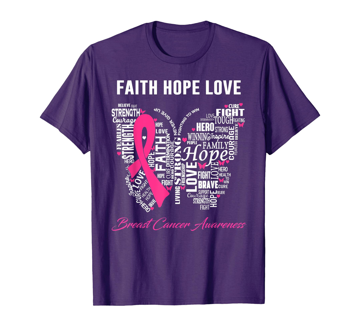 Faith Hope Love Breast Cancer Awareness T-Shirt