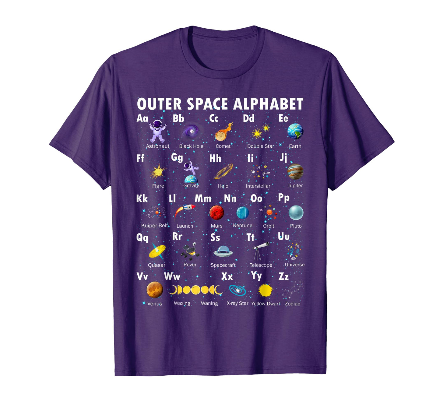 Outer Space Alphabet Kindergarten Teachers 1st Day Of School T-Shirt