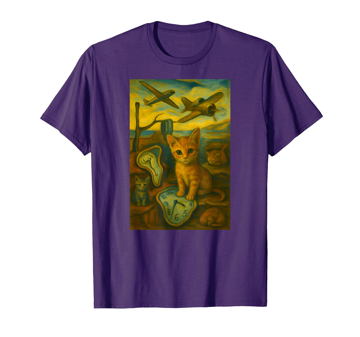 A Dali Inspired Cat Clock and Airplane T-Shirt