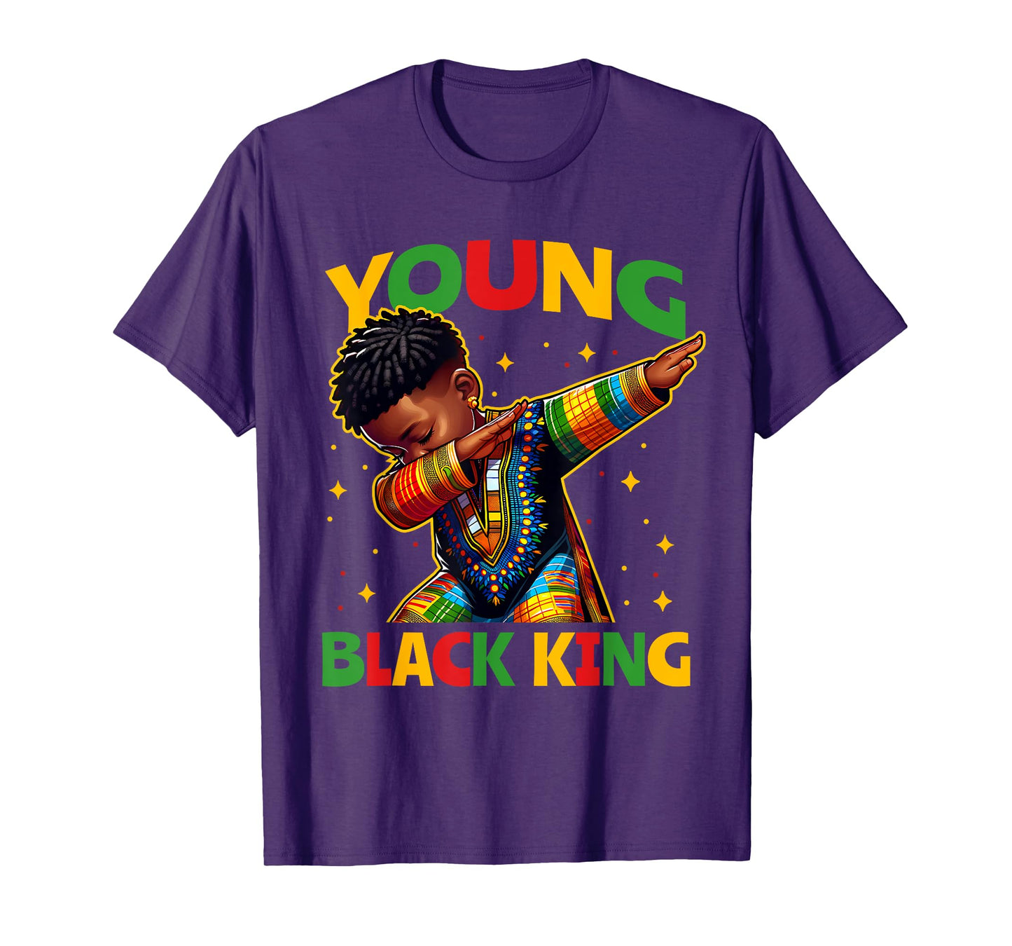 Young Black King African Pride Black History Month Boys T-Shirt