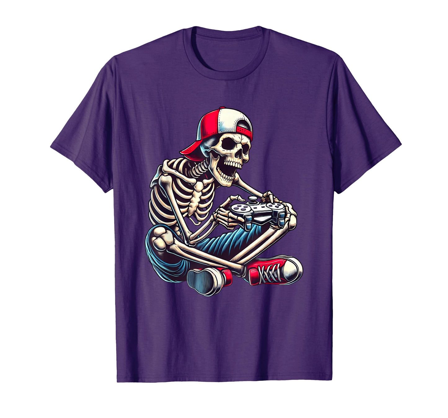 Halloween Skeleton Gamer Video Gaming Boys Girls Men Women T-Shirt