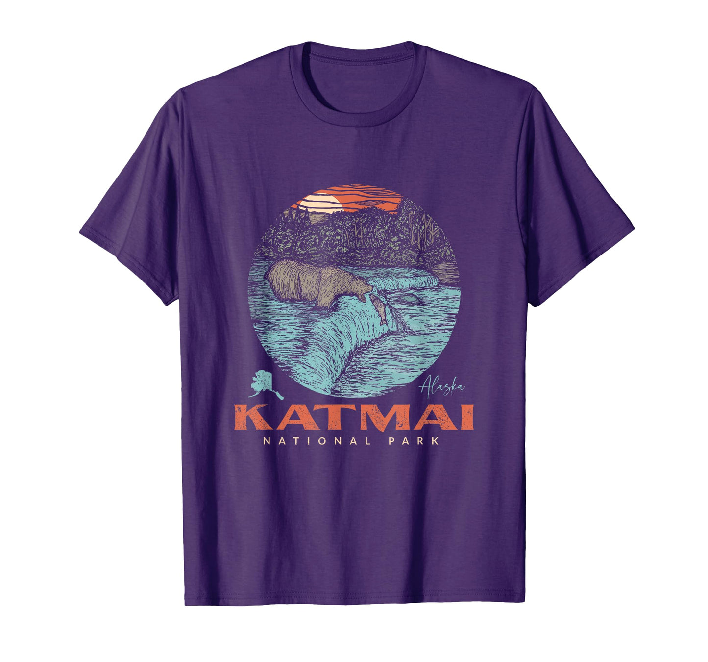 Katmai National Park Vintage Bear Fishing Outfit Adventure T-Shirt