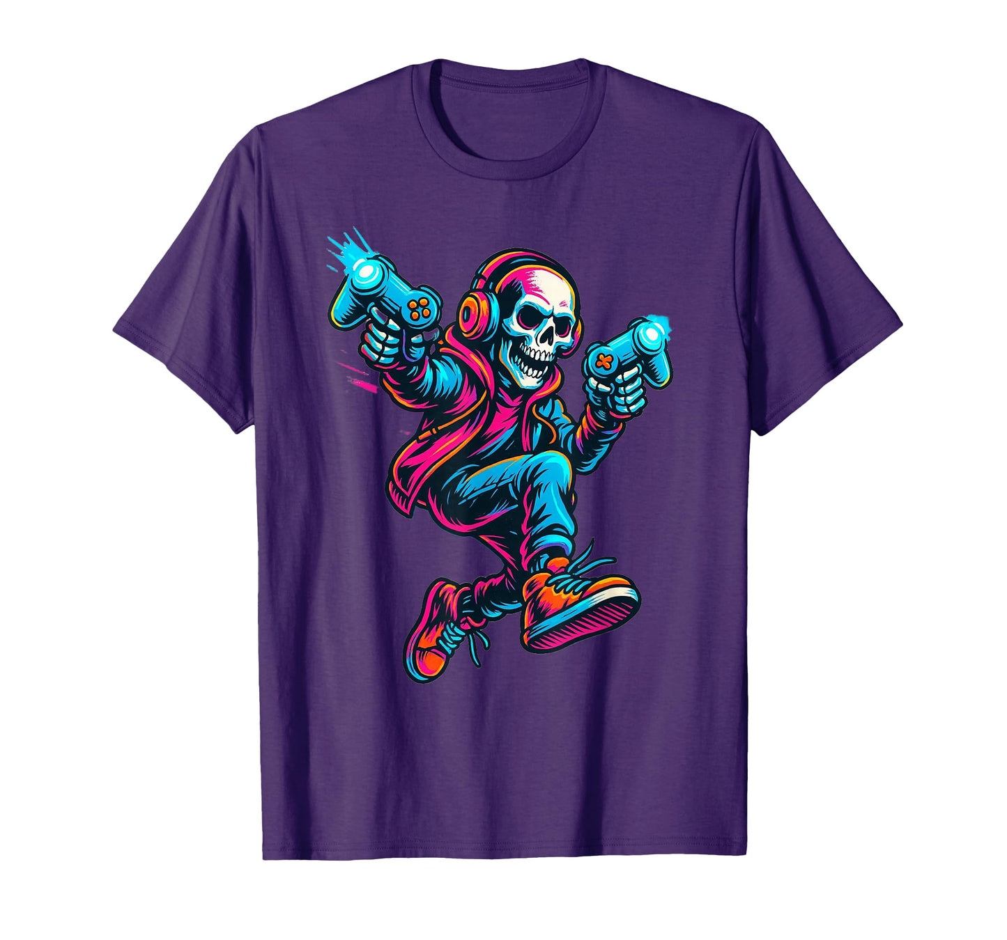 Halloween Skeleton Gamer Video Game Spooky Graphic T-Shirt