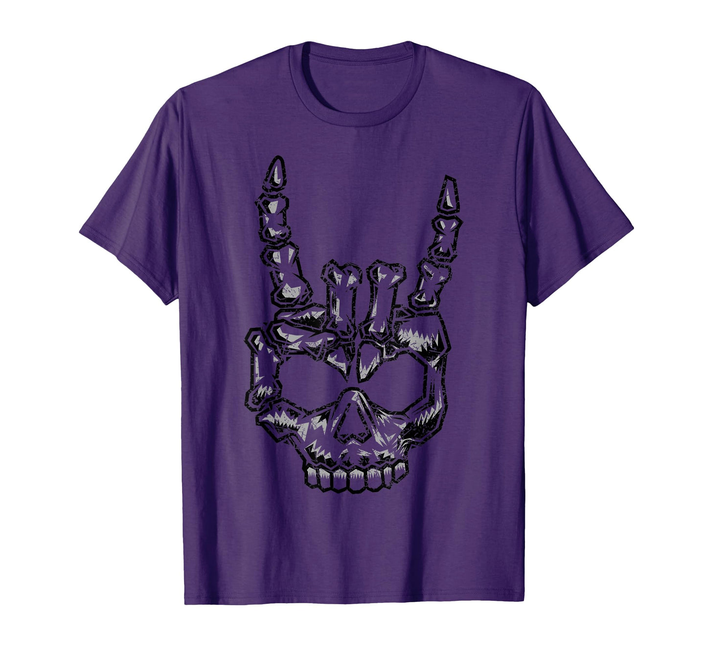 Skeleton Hand Rock Sign Heavy Metal Music Tee Musician Fans T-Shirt