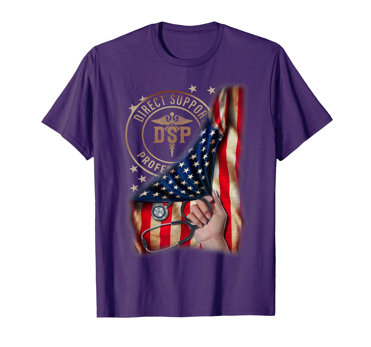 Funny Patriotic DSP USA Flag Nurses Week Gifts 4th of July Women Men T-Shirt