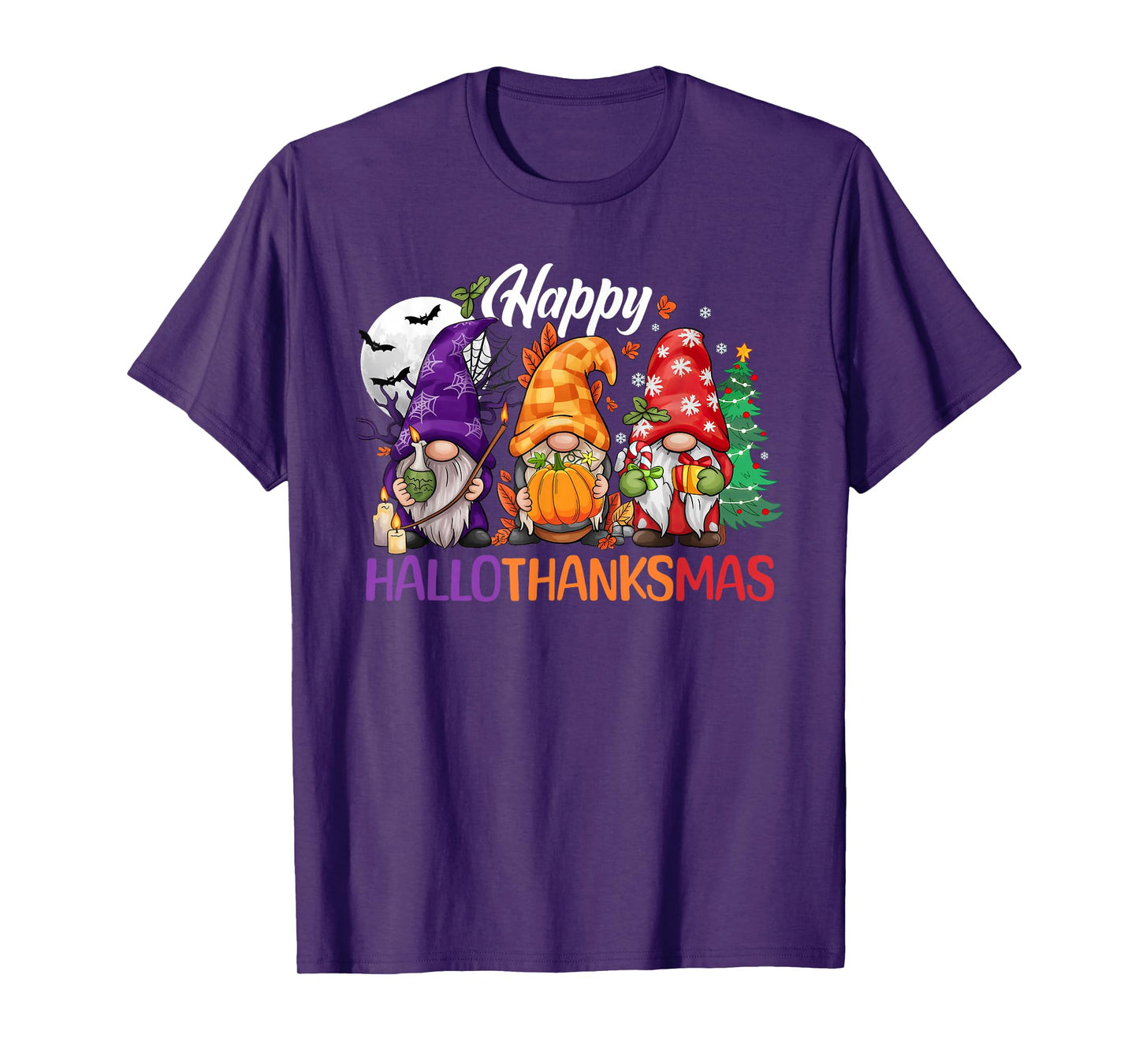 Gnomes Halloween Thanksgiving Christmas Happy HalloThanksMas T-Shirt