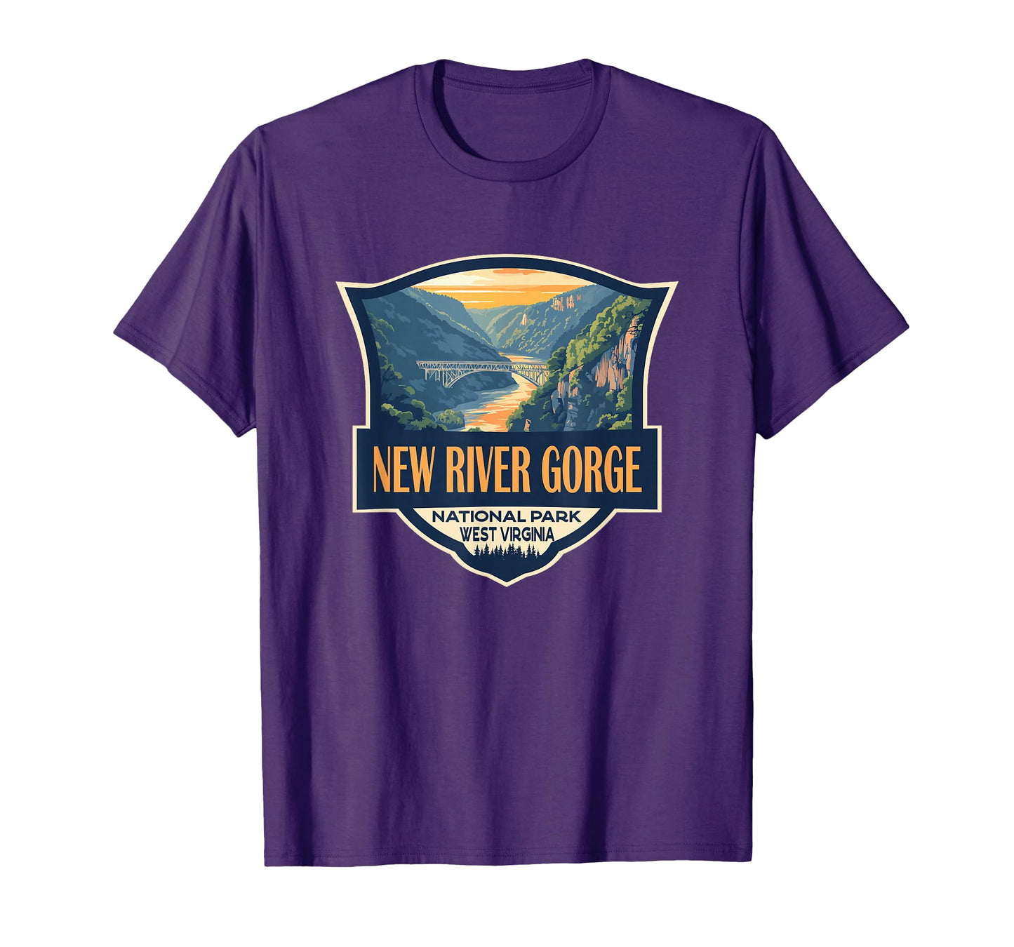 New River Gorge National Park Illustration Retro Badge T-Shirt