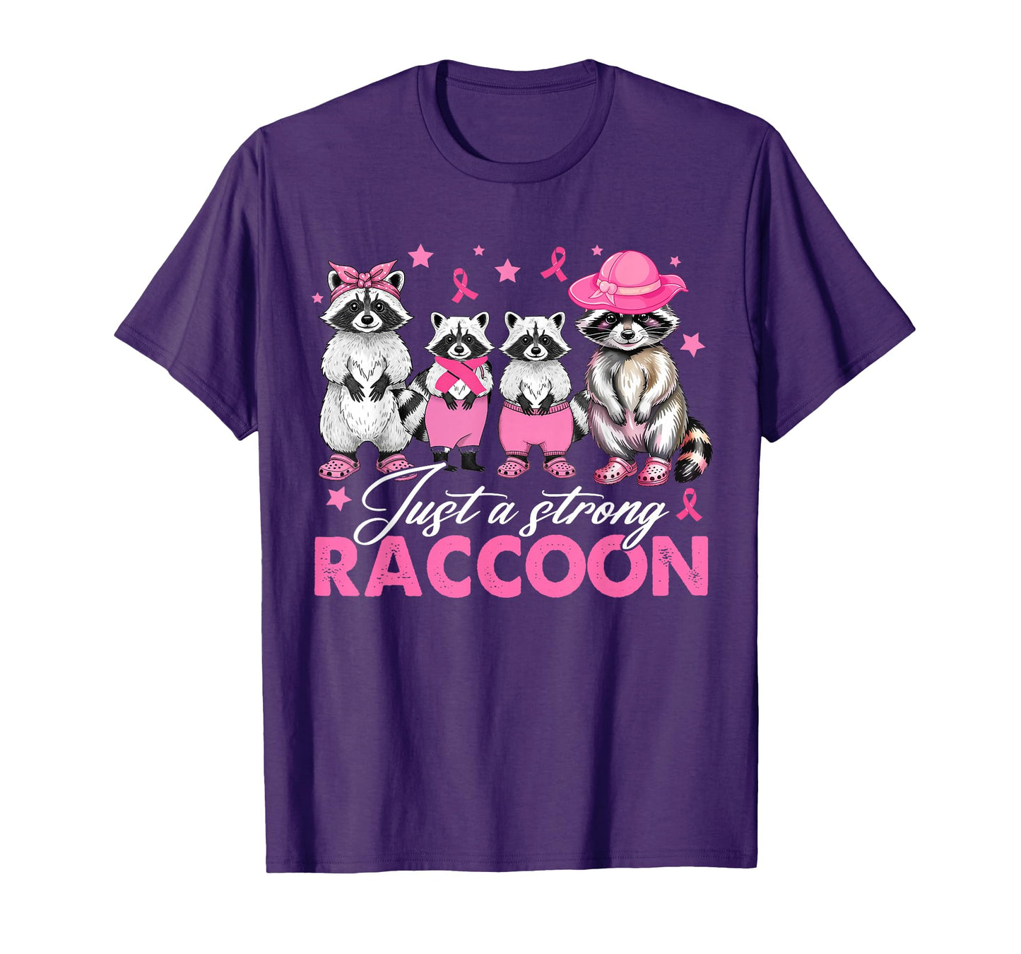 in October Just A Strong Raccoon Breast Cancer Awareness T-Shirt