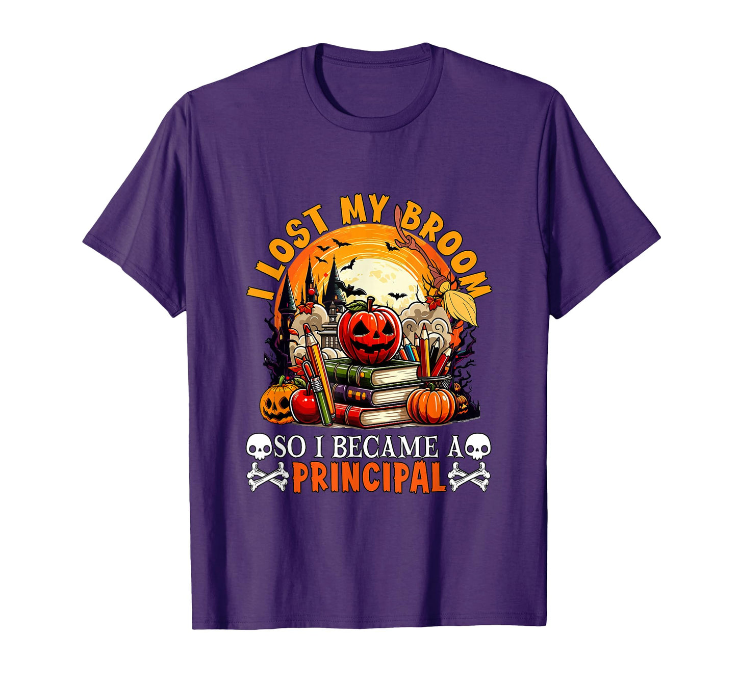 Lost Broom So I Became A Principal Halloween Witch Lover T-Shirt