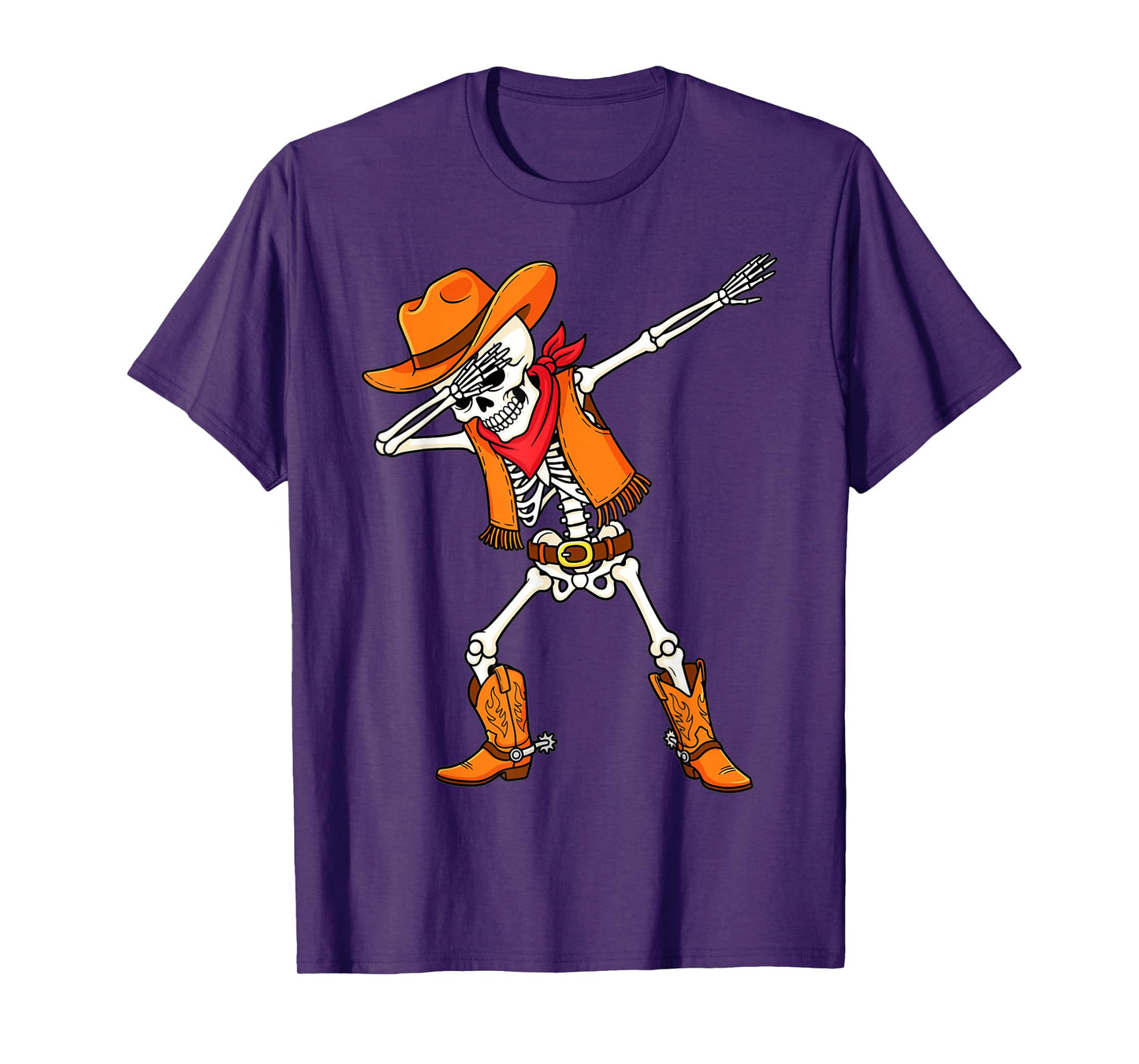 Dabbing Skeleton Cowboy Boots Funny Halloween Style T-Shirt