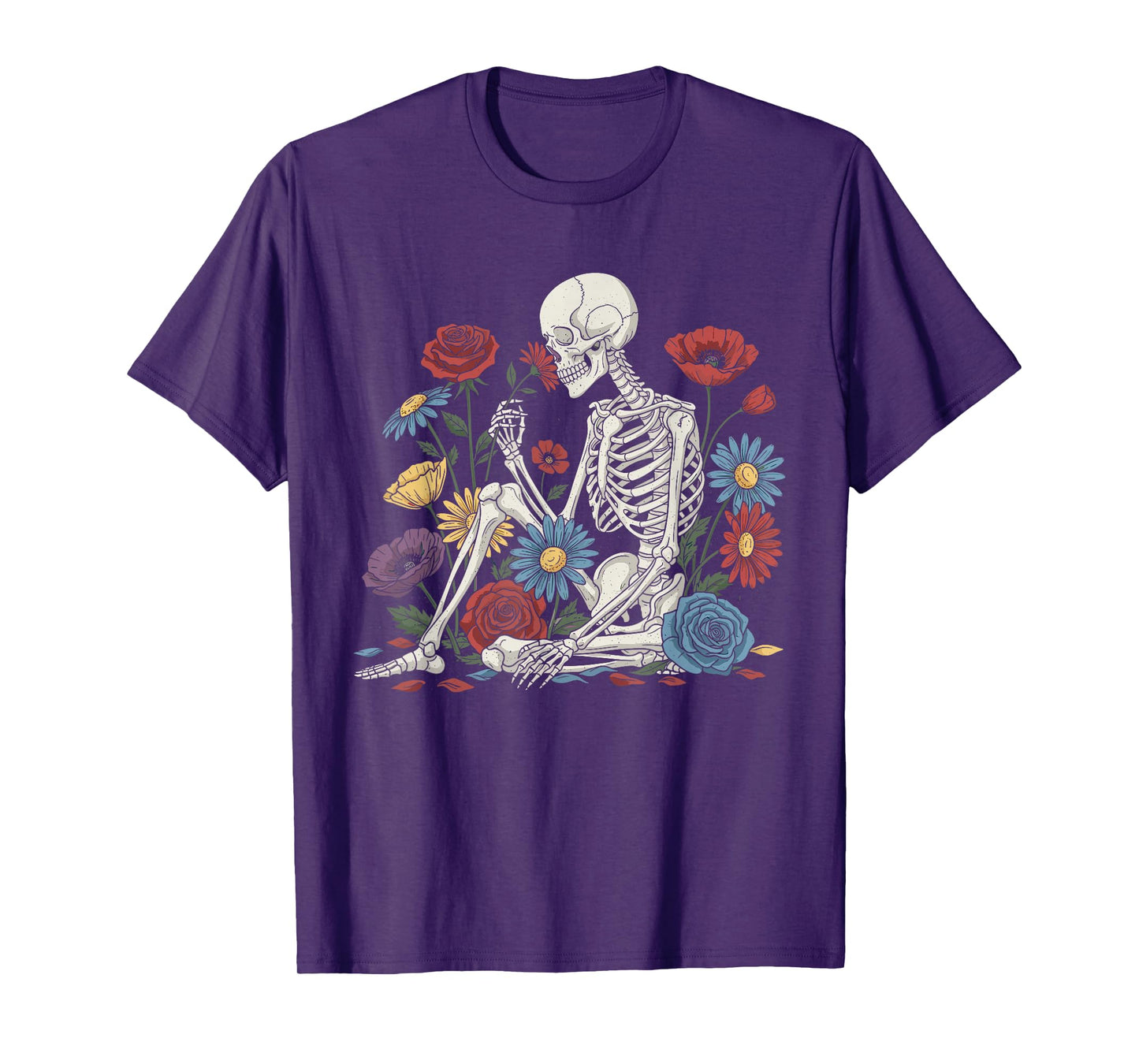 Skeleton with Flower Halloween T-Shirt