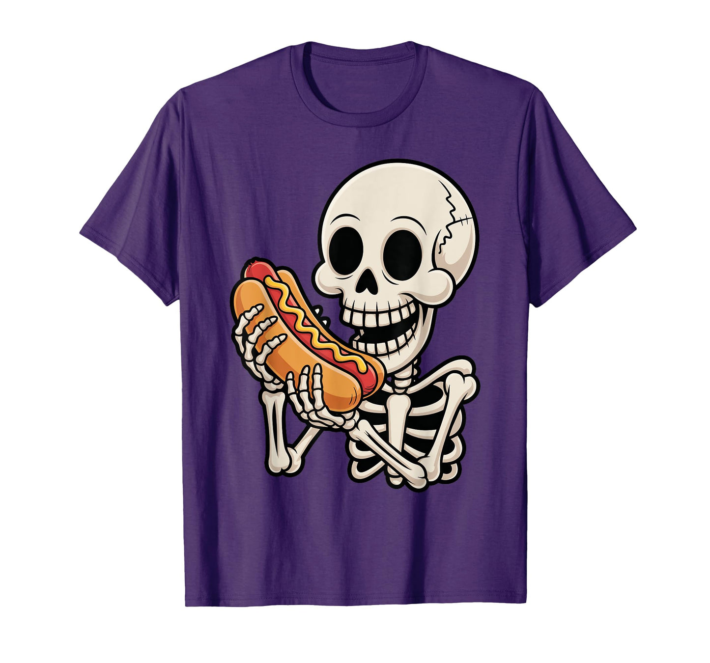 Funny Creepy Skeleton Eating Hot Dog Halloween Costume Kids T-Shirt