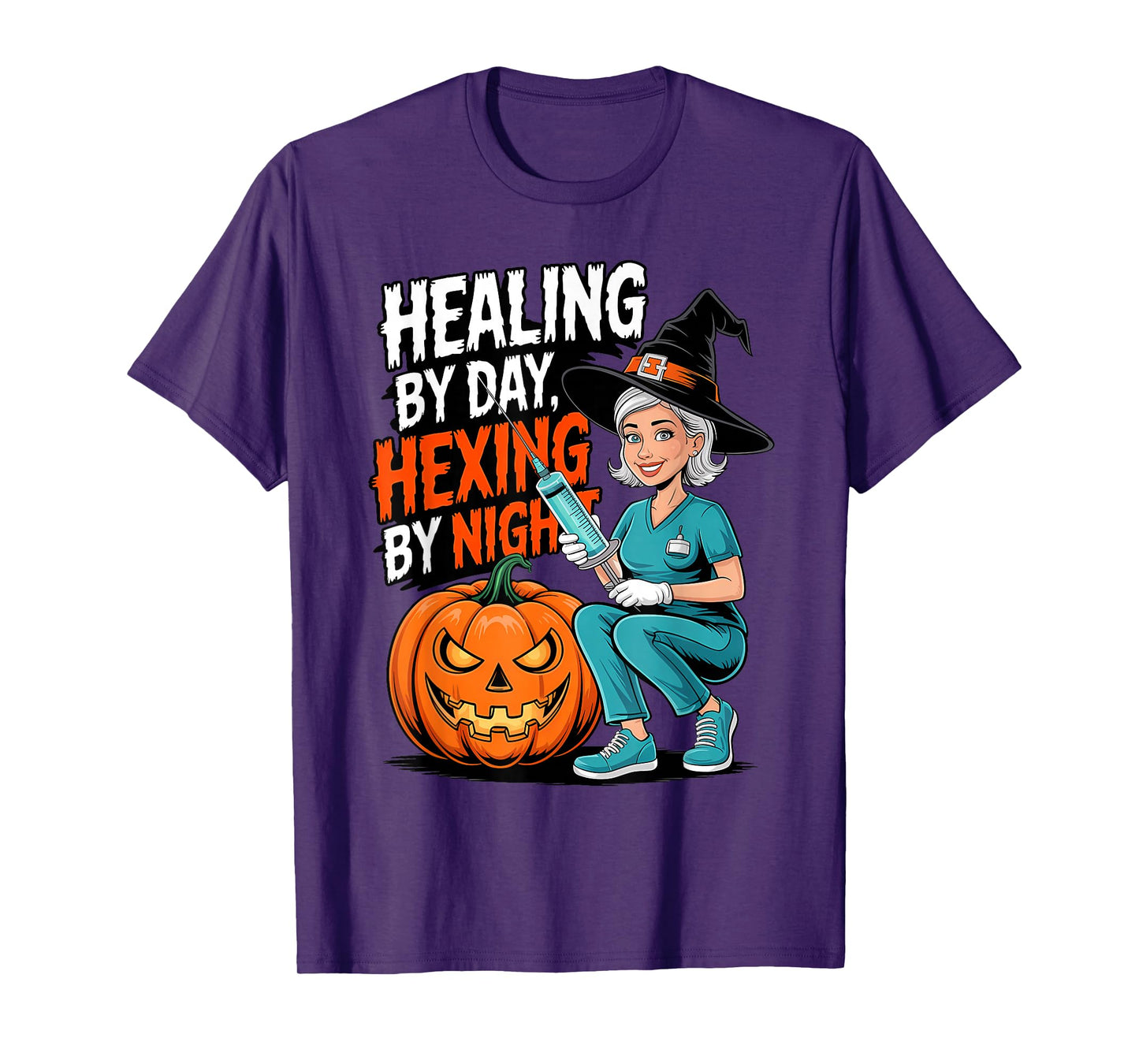 Healing by Day, Hexing by Night Nurses Witchews Halloween T-Shirt
