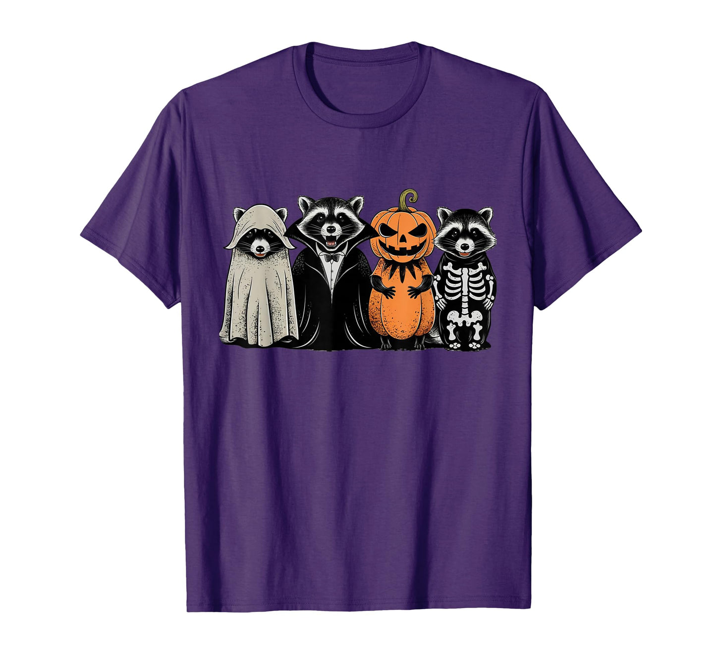 Spooky and Feral Raccoon Halloween Vintage Funny Costume T-Shirt