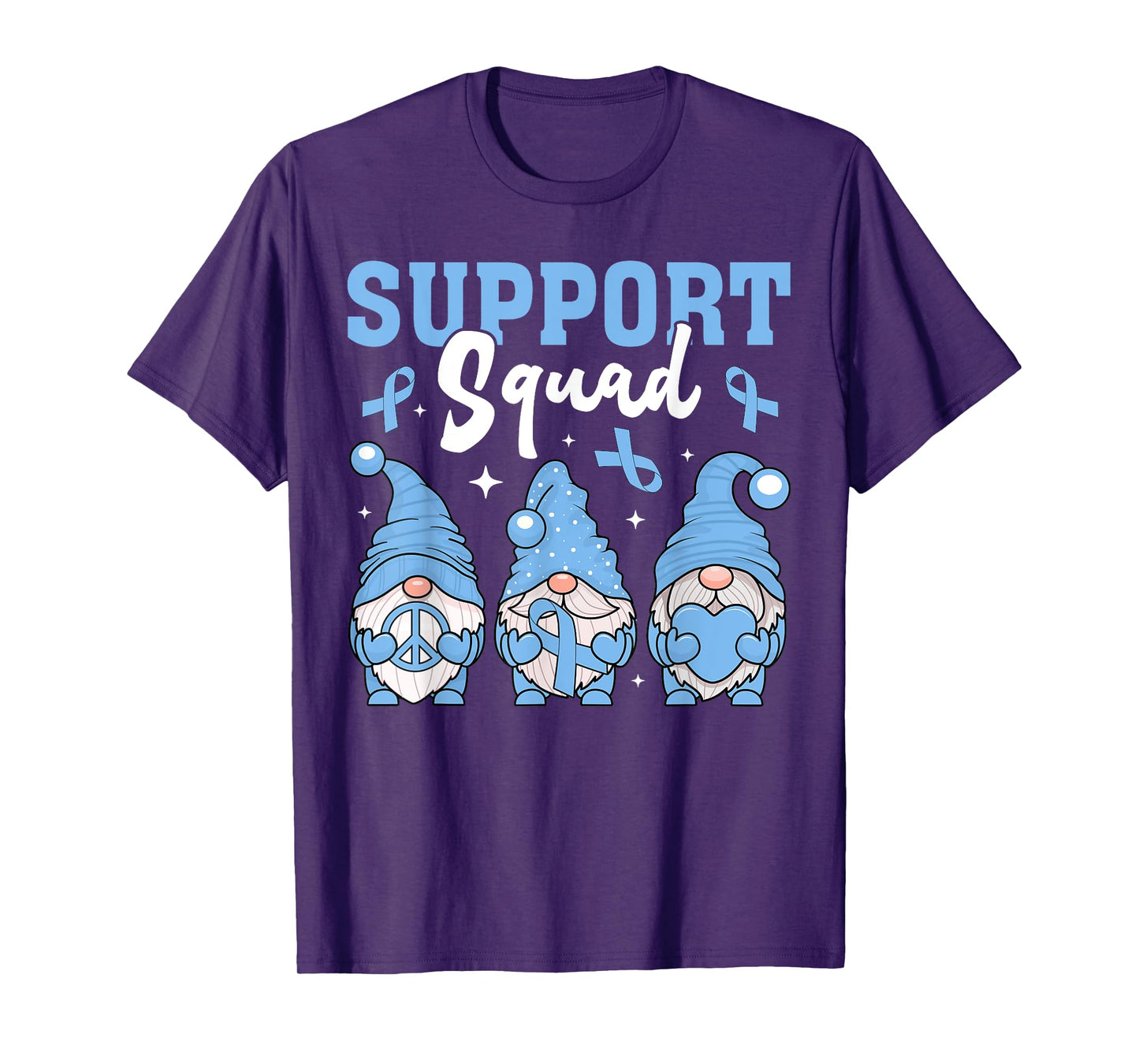 Support Squad Prostate Cancer Gnomes With Light Blue Ribbon T-Shirt