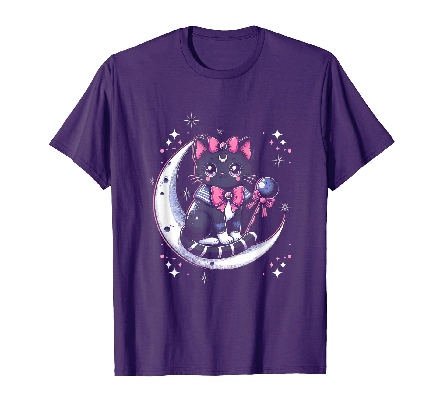 Sailor Meow Cat Sitting On The Moon Space Gothic Halloween T-Shirt