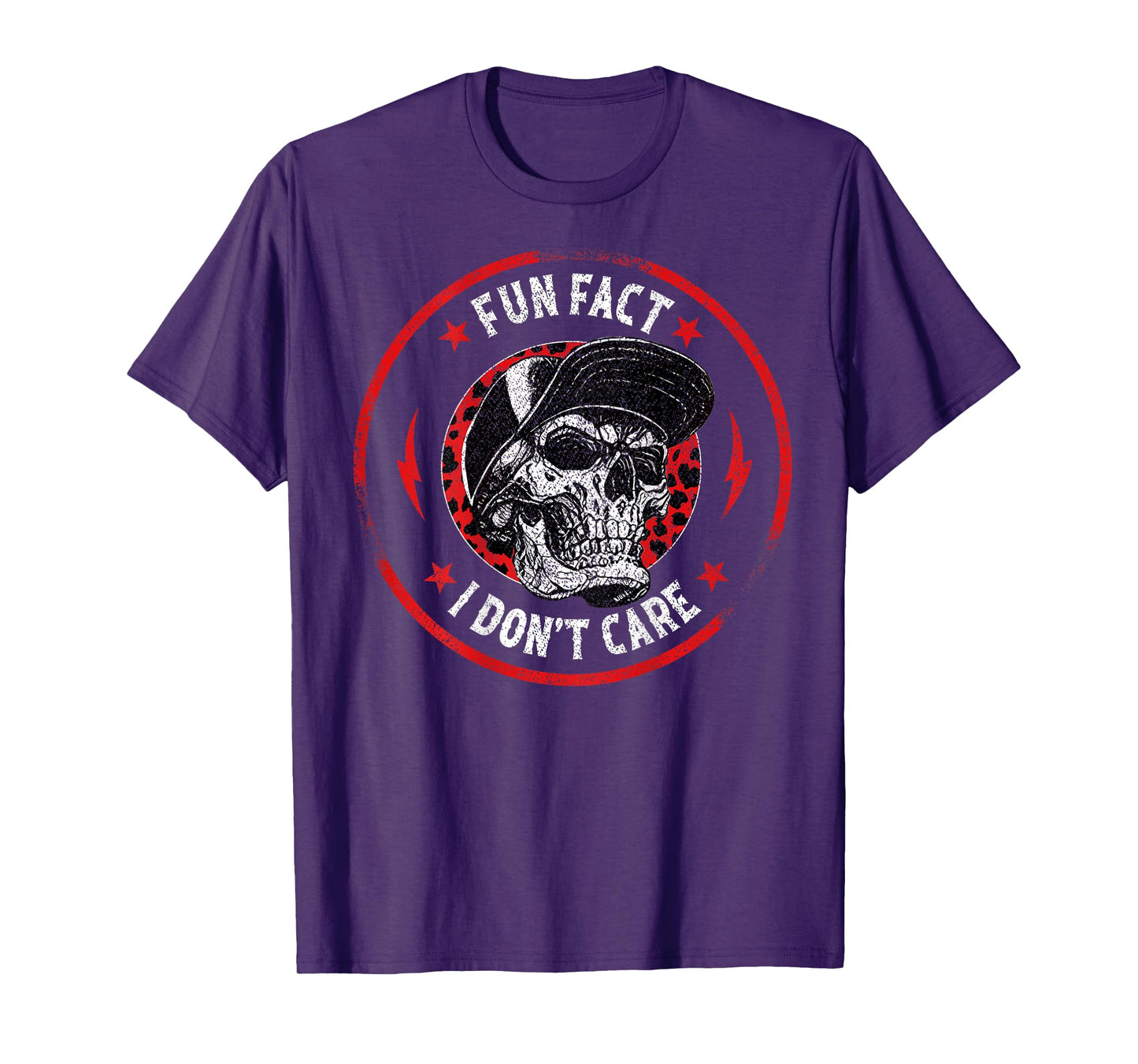 Fun Fact I Don't Care Funny Skeleton Sarcastic (ON Back) T-Shirt