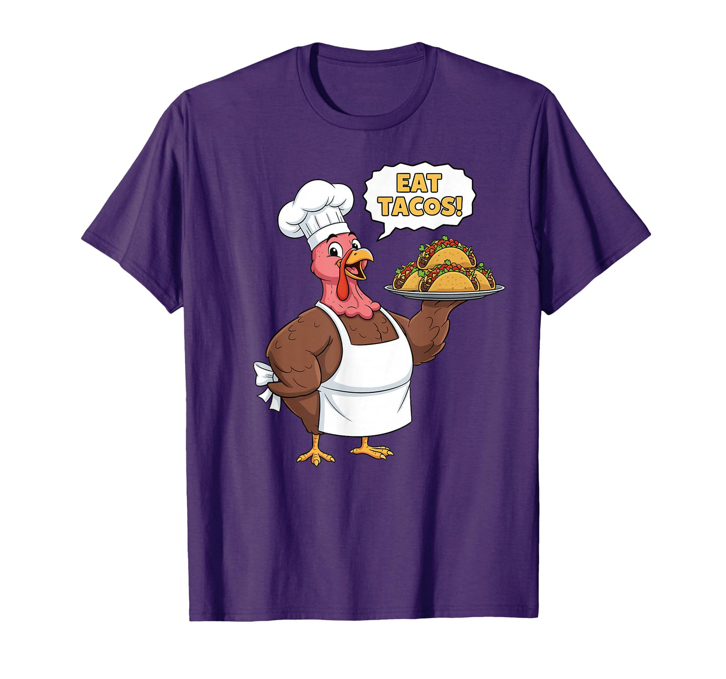Turkey Chef Eat Tacos Funny Cooking Humor Cartoon T-Shirt