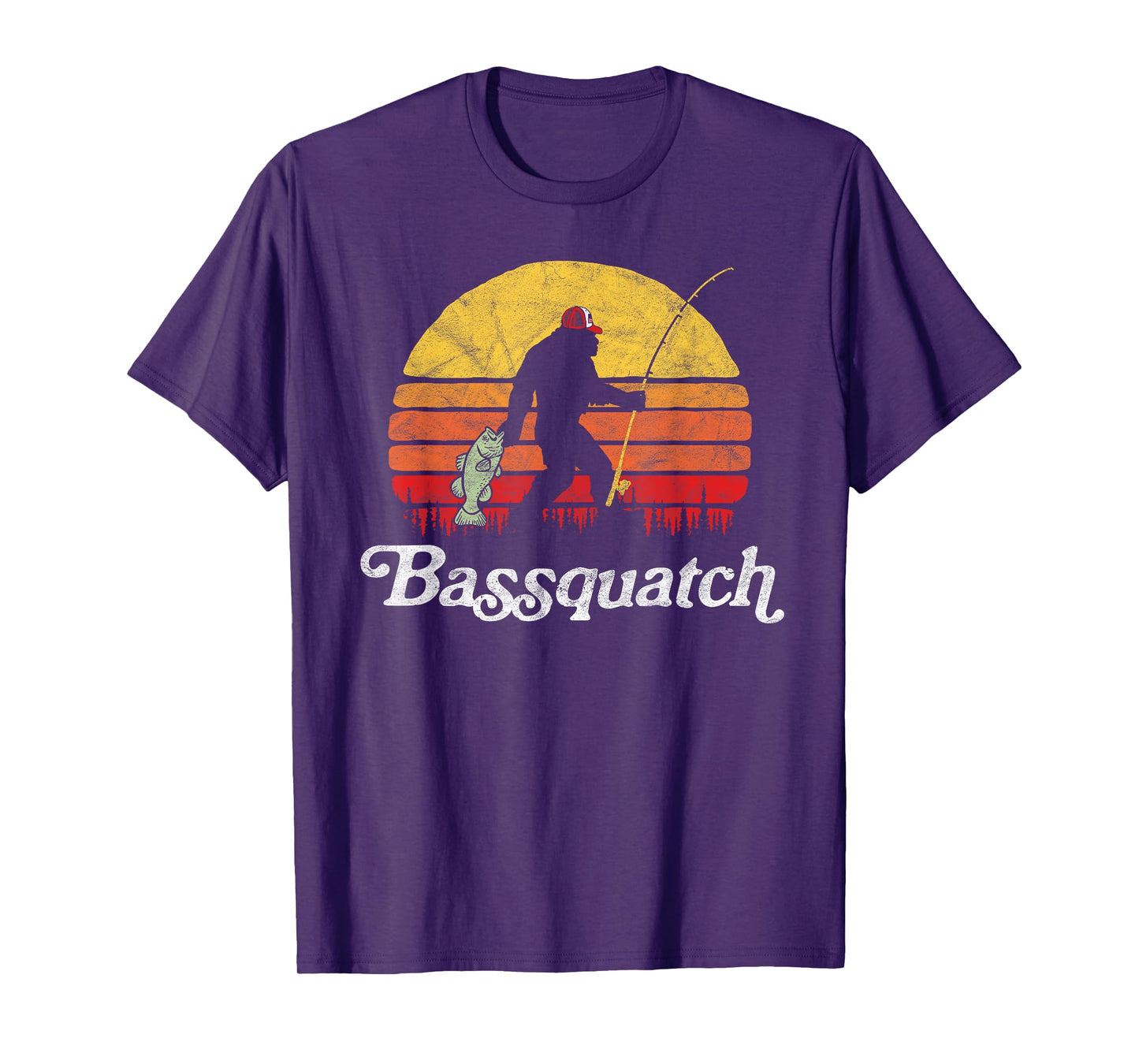 Bassquatch! Funny Bigfoot Fishing Outdoor Retro T-Shirt T-Shirt
