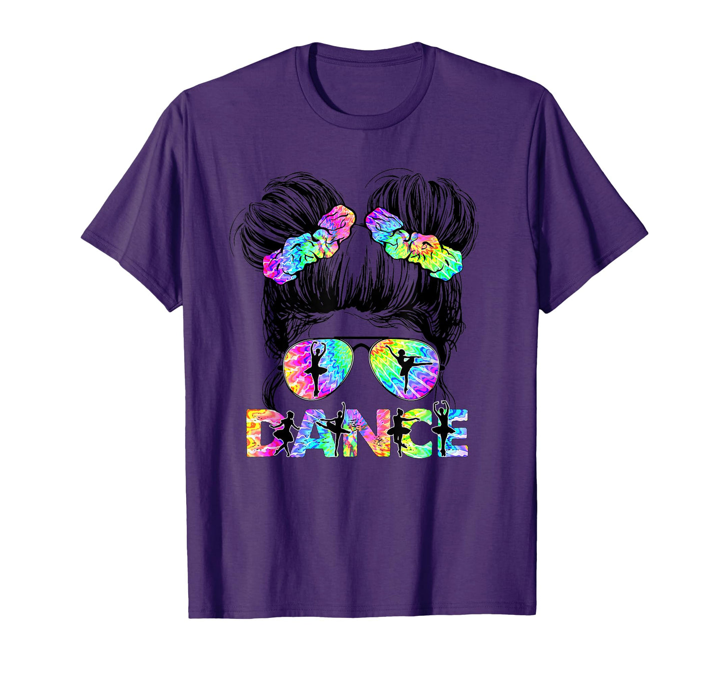 Messy Bun Dance Girl Tie Dye Dance Lover Dancing Life T-Shirt