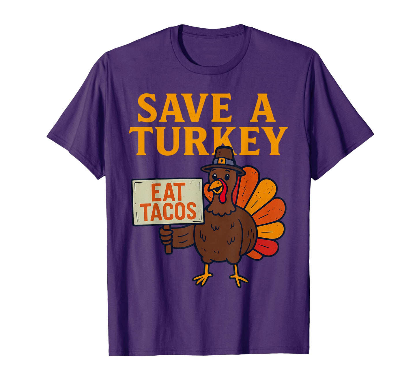 Save a Turkey Eat Tacos Pumpkin Fall Funny Thanksgiving T-Shirt