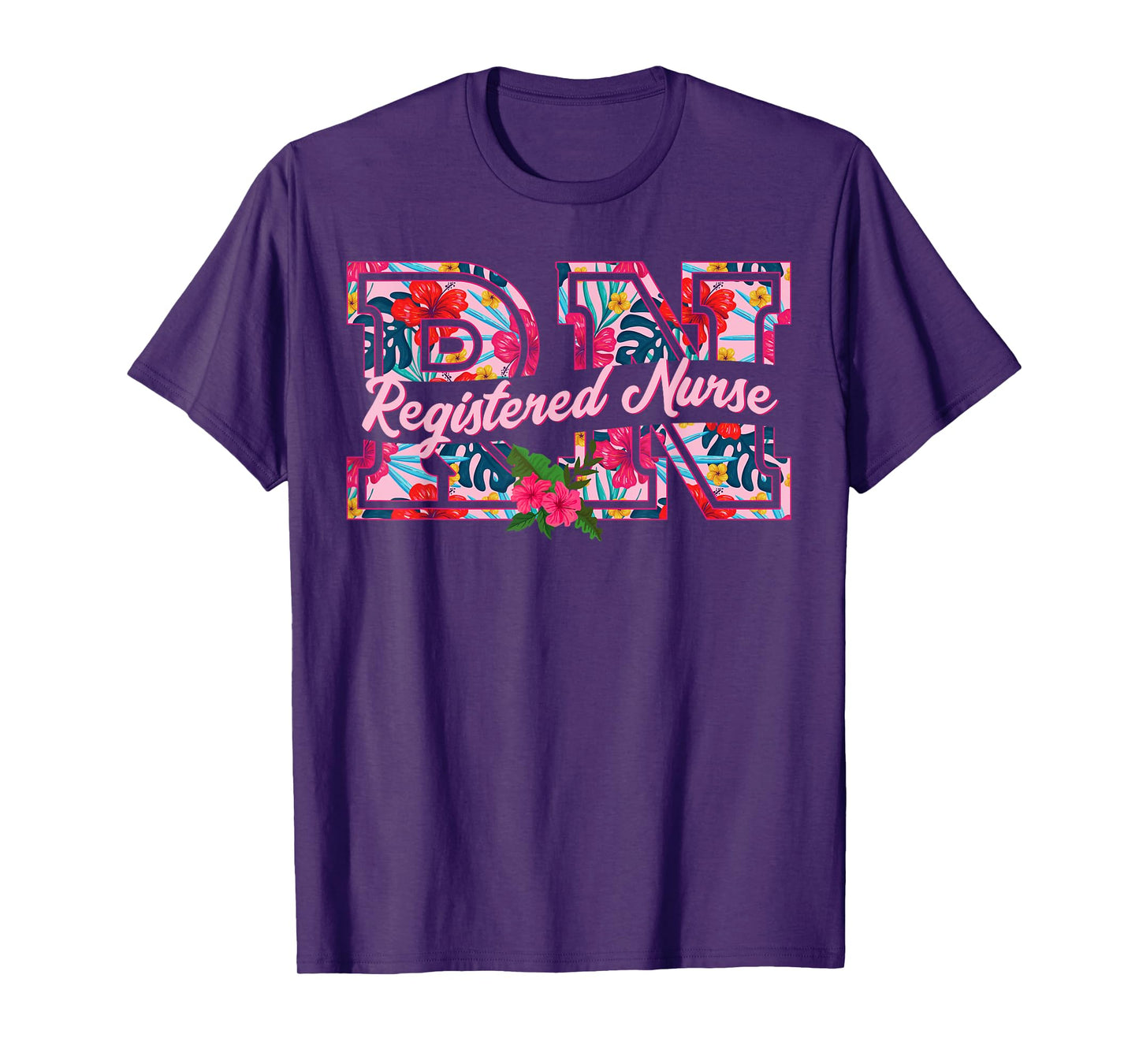 RN Tropical Flowers Registered Nurse Aloha Summer Vacation T-Shirt